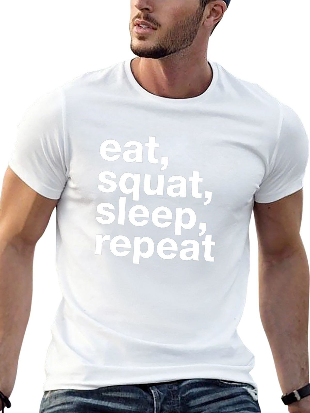 Eat Squat Sleep Repeat T-Shirt - Gym Motivation