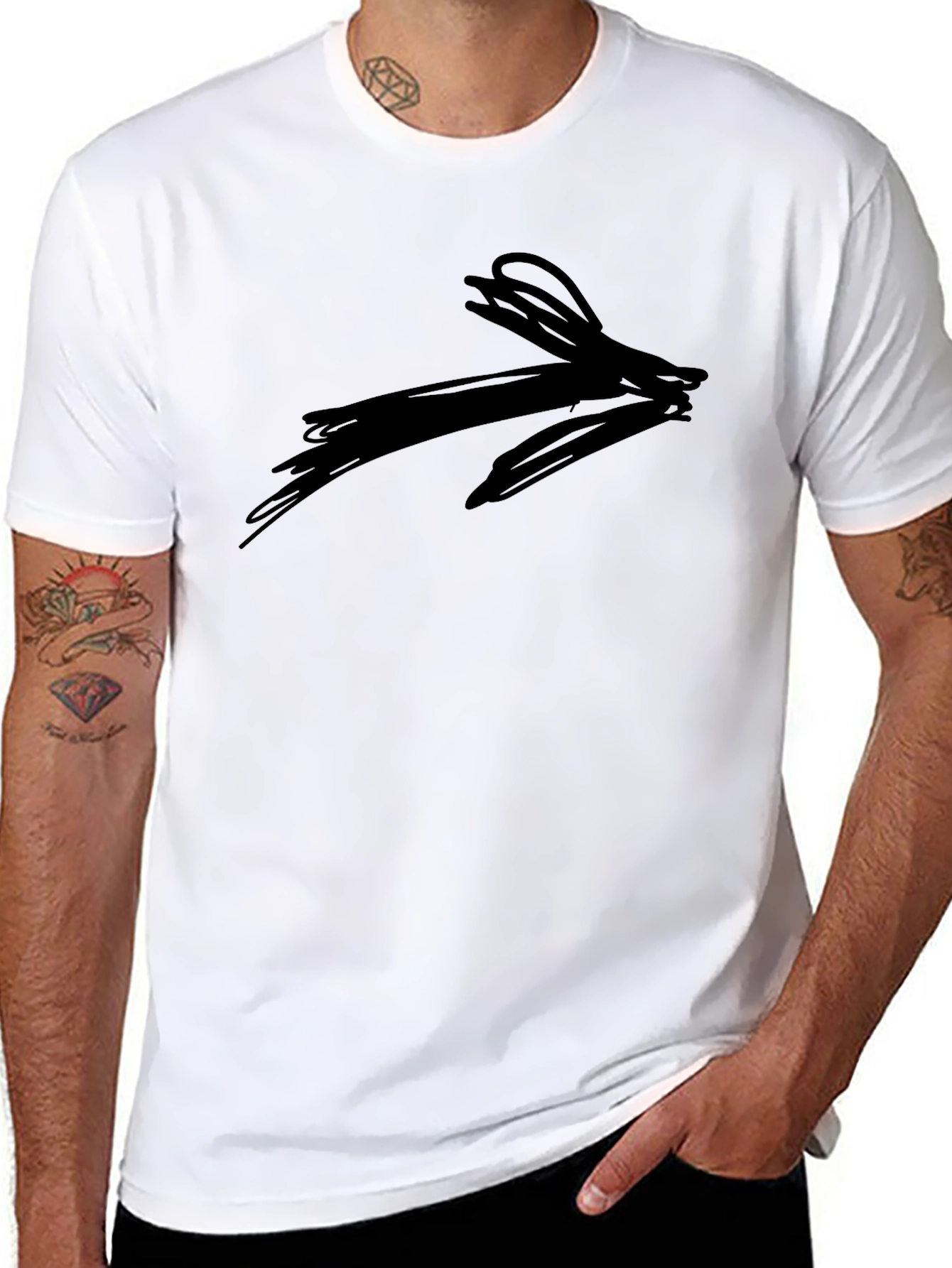 Abstract Arrow Graphic Tee - Black Casual Shirt