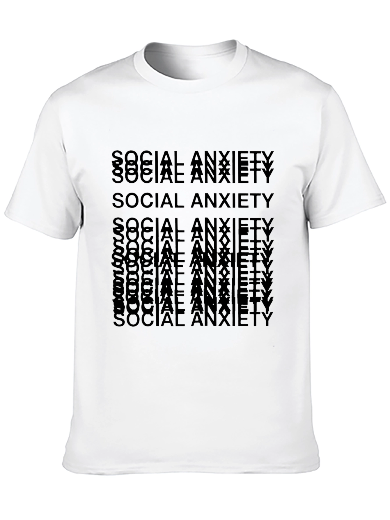 Social Anxiety Text Print Black T-Shirt
