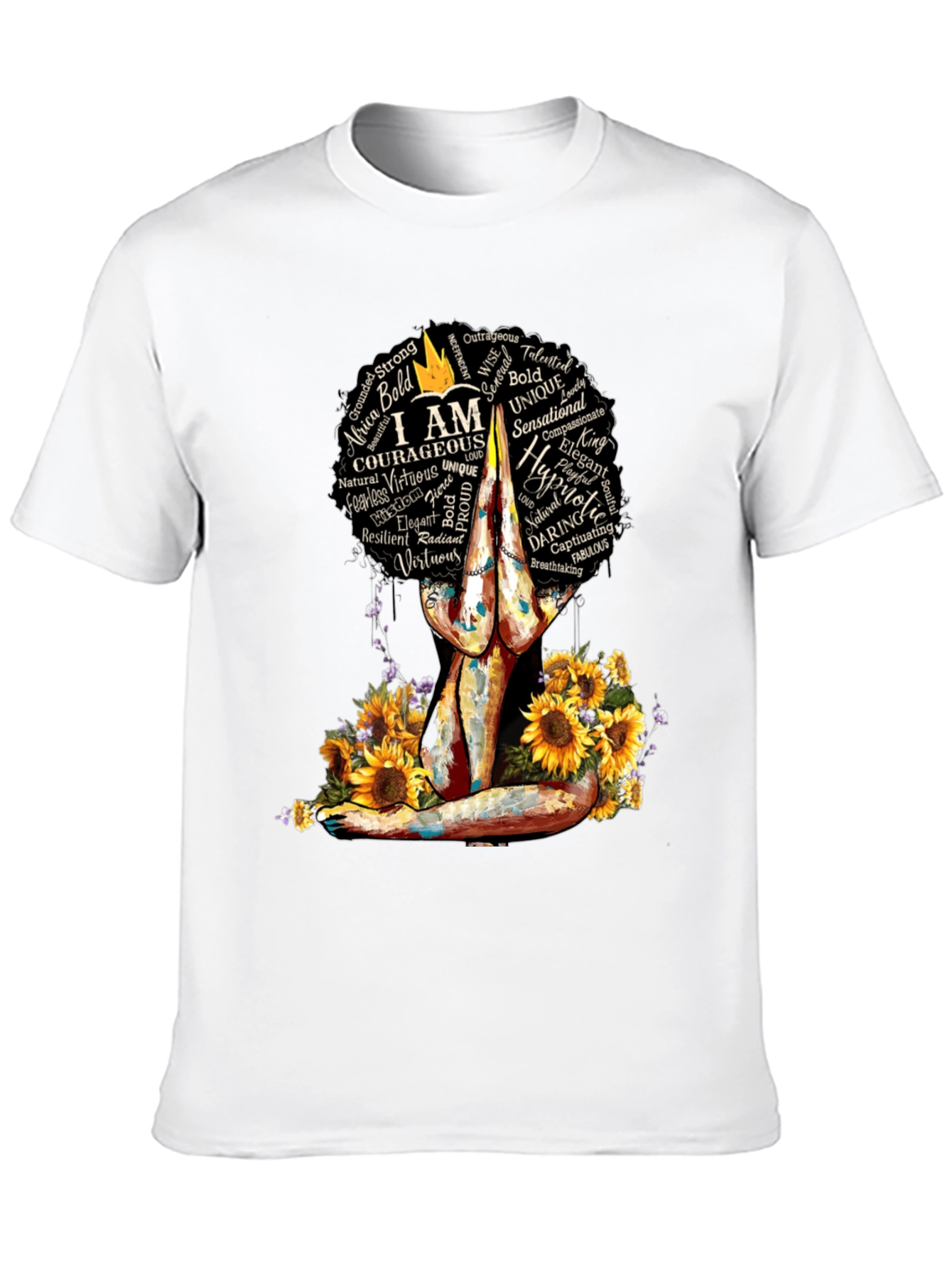 Empowered Woman T-Shirt Sunflower Yoga Afro Tee