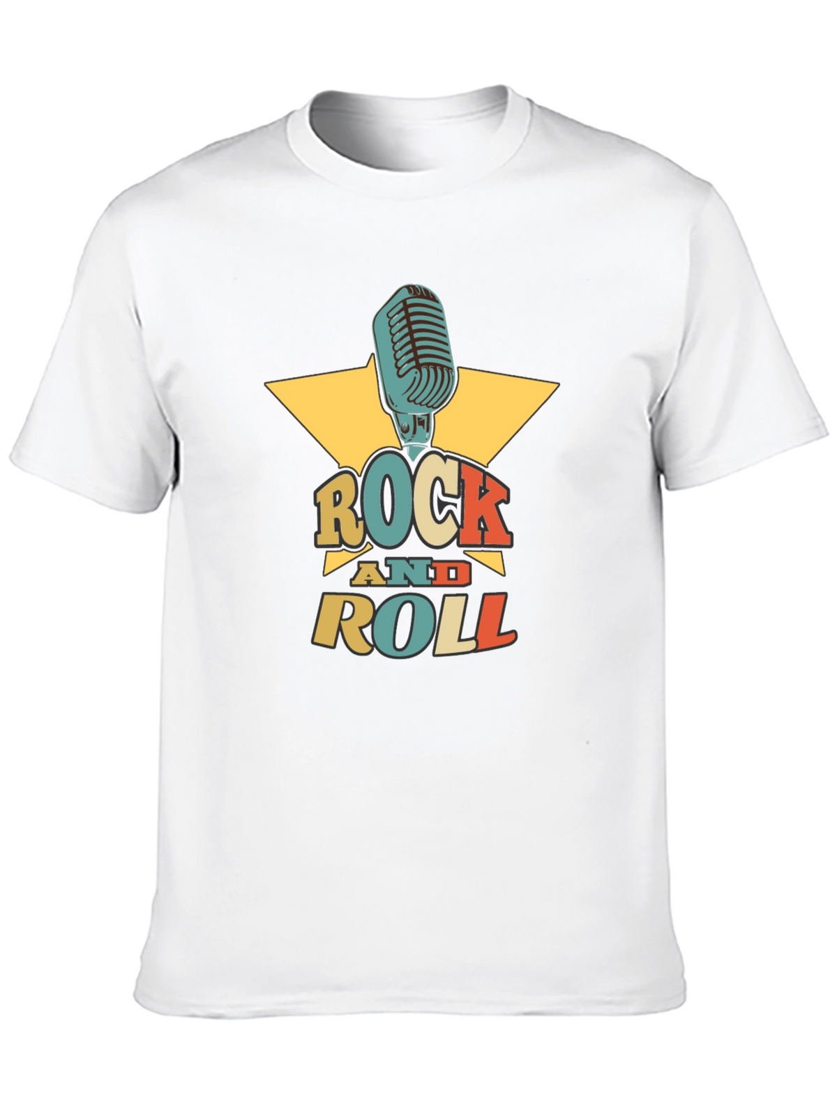 Rock and Roll Graphic Tee - Retro Microphone Design