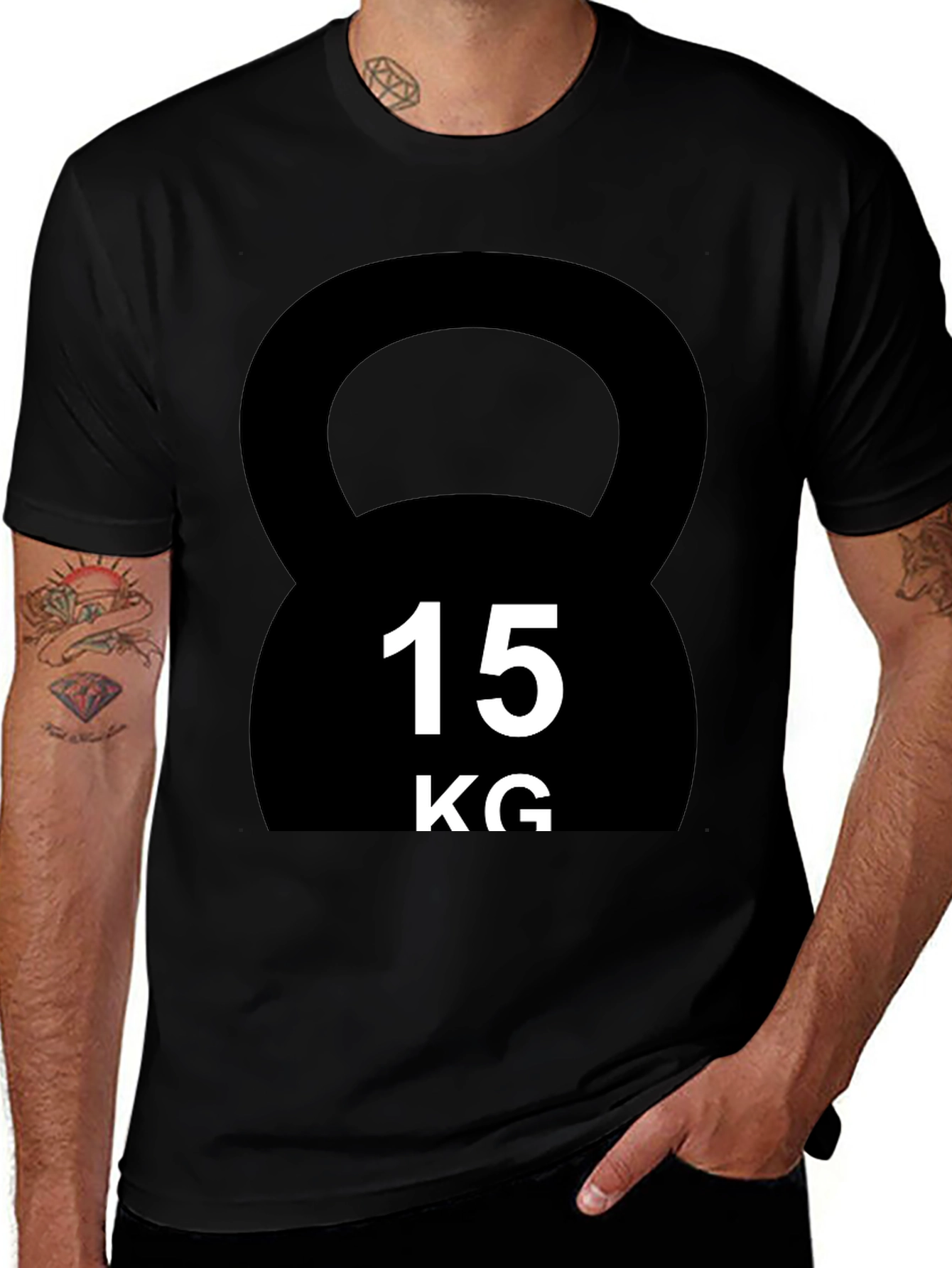 15KG Kettlebell Graphic T-Shirt - Black Fitness Tee