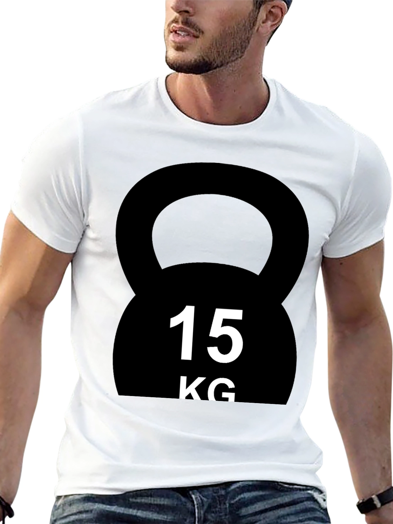 15KG Kettlebell Graphic T-Shirt - Black Fitness Tee