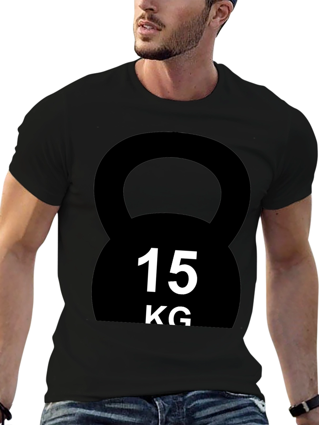 15KG Kettlebell Graphic T-Shirt - Black Fitness Tee