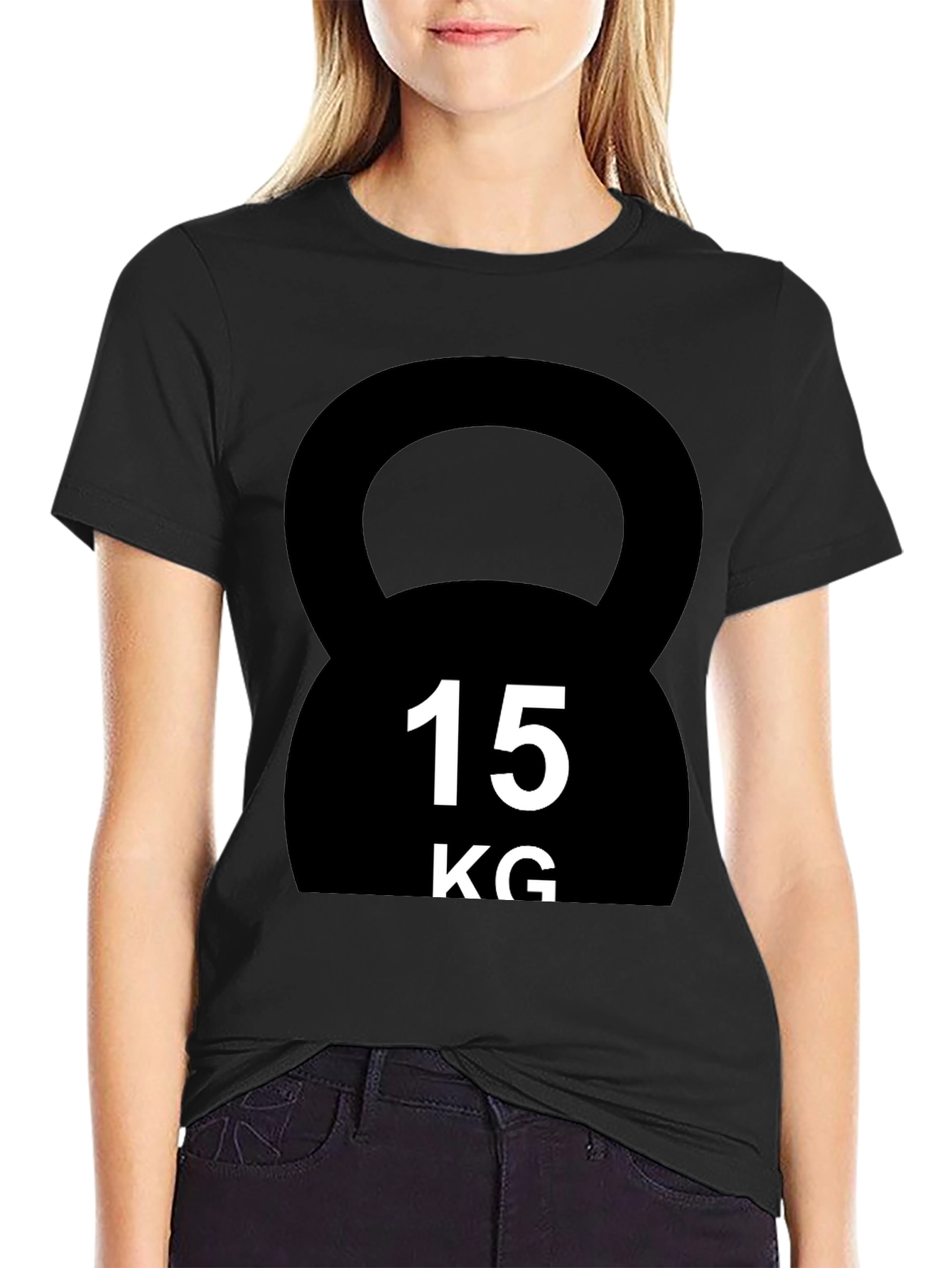 15KG Kettlebell Graphic T-Shirt - Black Fitness Tee