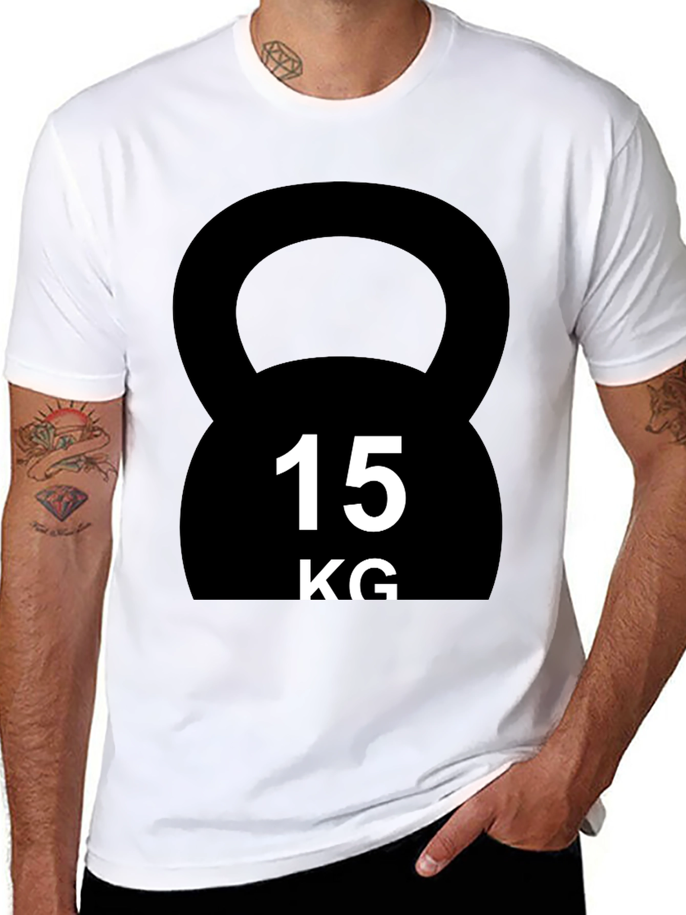 15KG Kettlebell Graphic T-Shirt - Black Fitness Tee