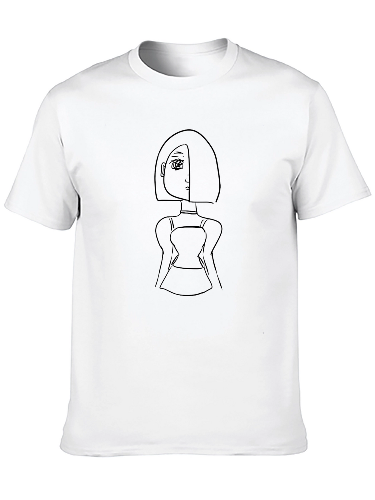 Minimalist Anime Girl Graphic Black T-Shirt