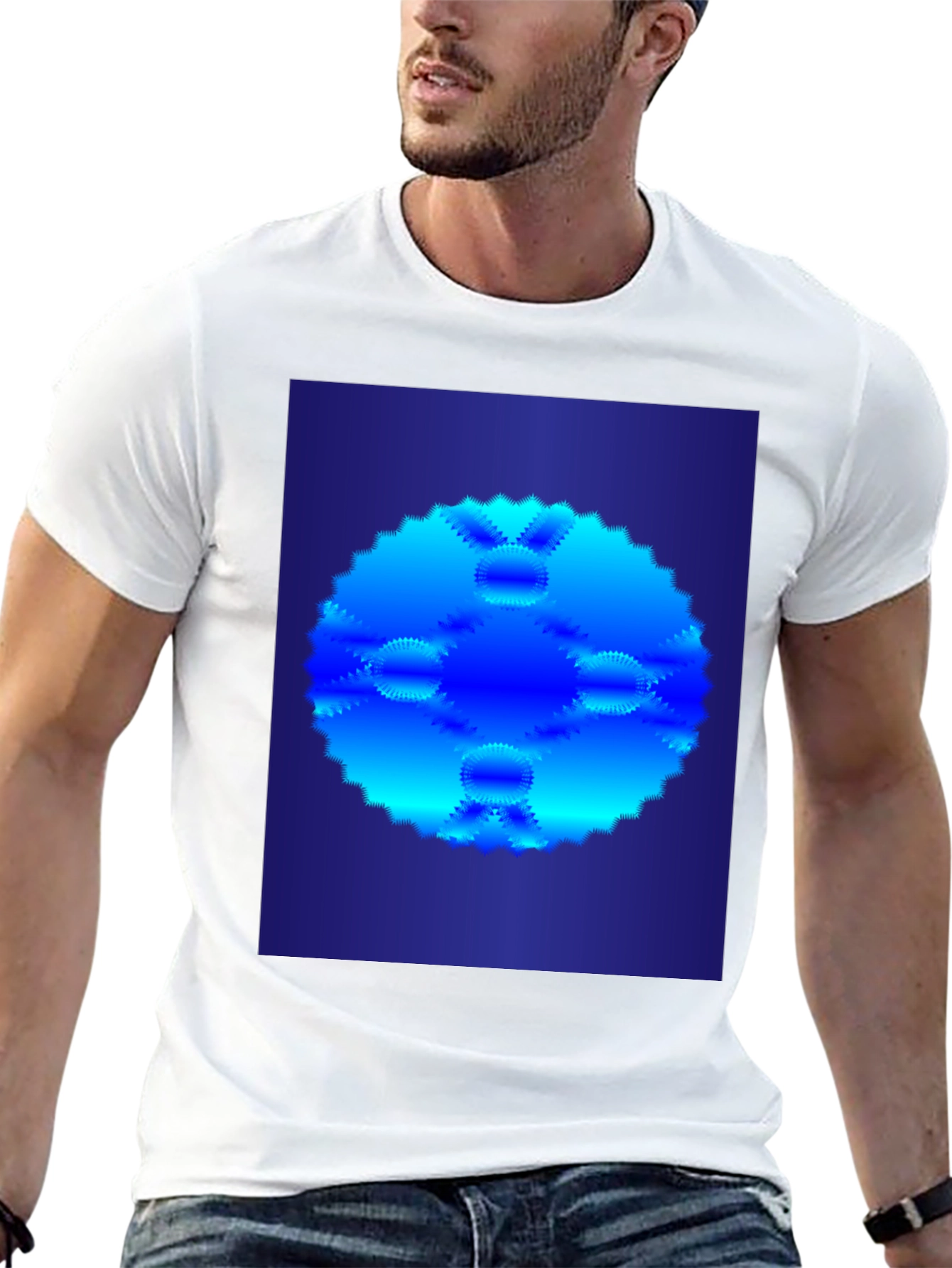 Abstract Blue Circular Pattern T-Shirt