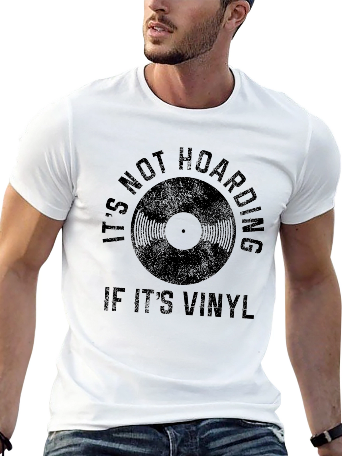 Its Not Hoarding If Its Vinyl Black Graphic Tee