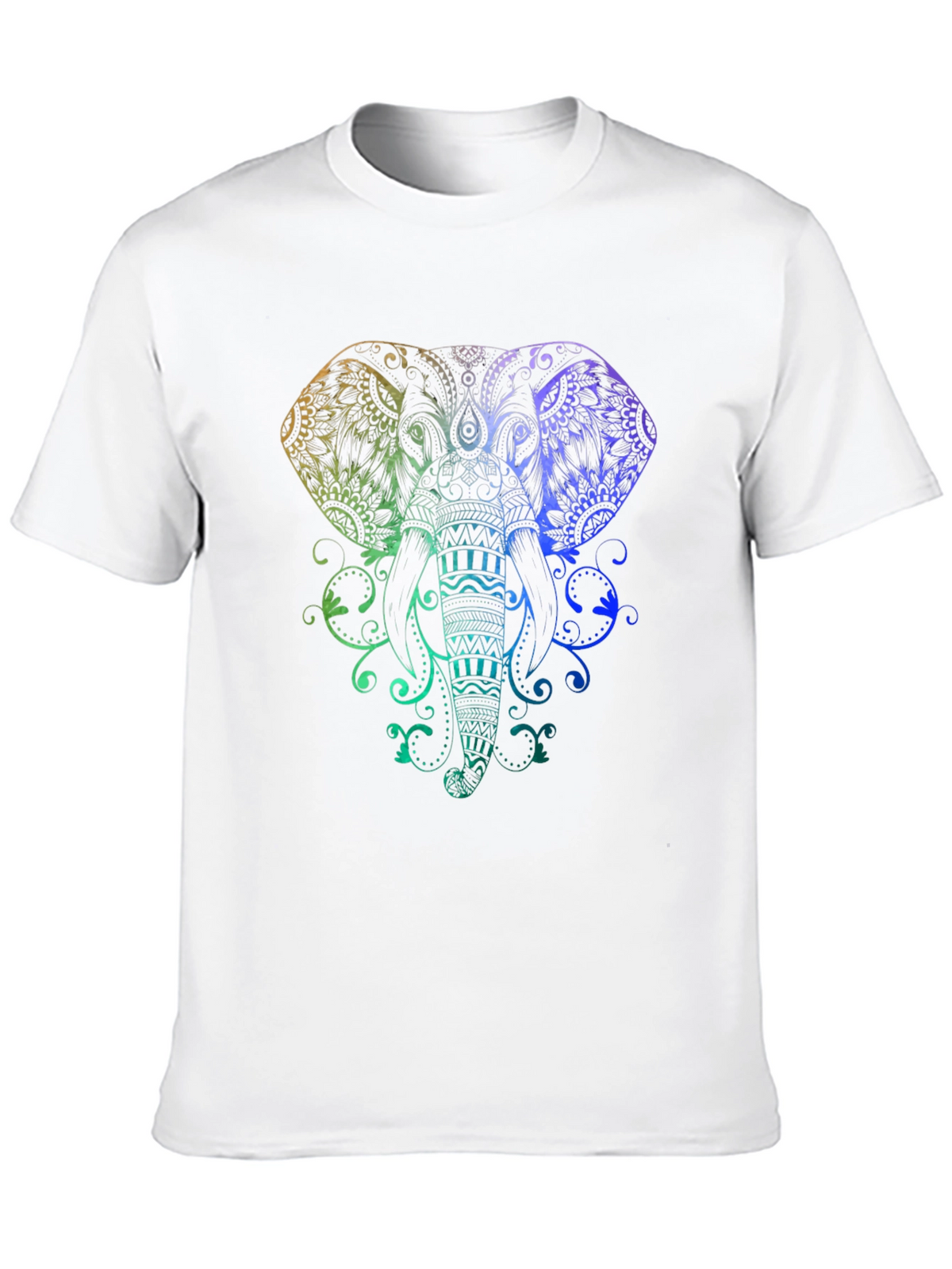 Rainbow Elephant Graphic Black T-Shirt