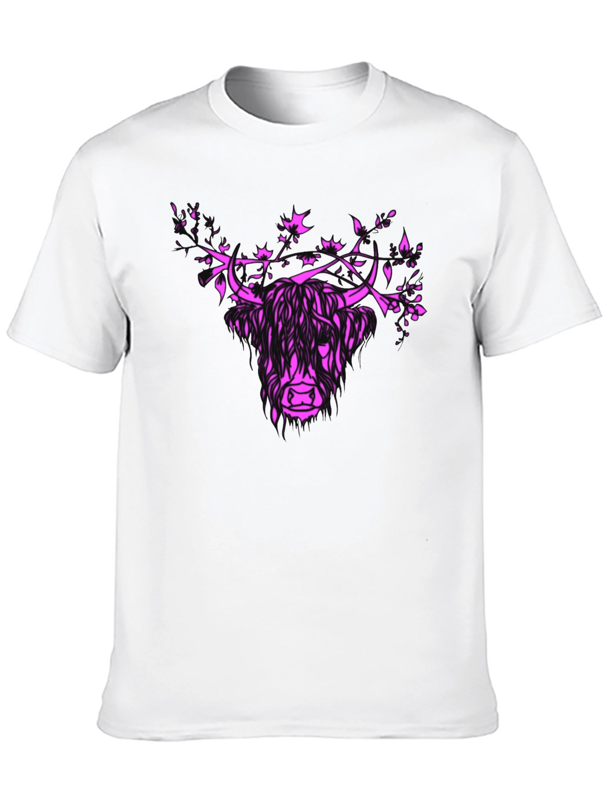 Highland Cow Floral Crown Graphic Tee - Mens