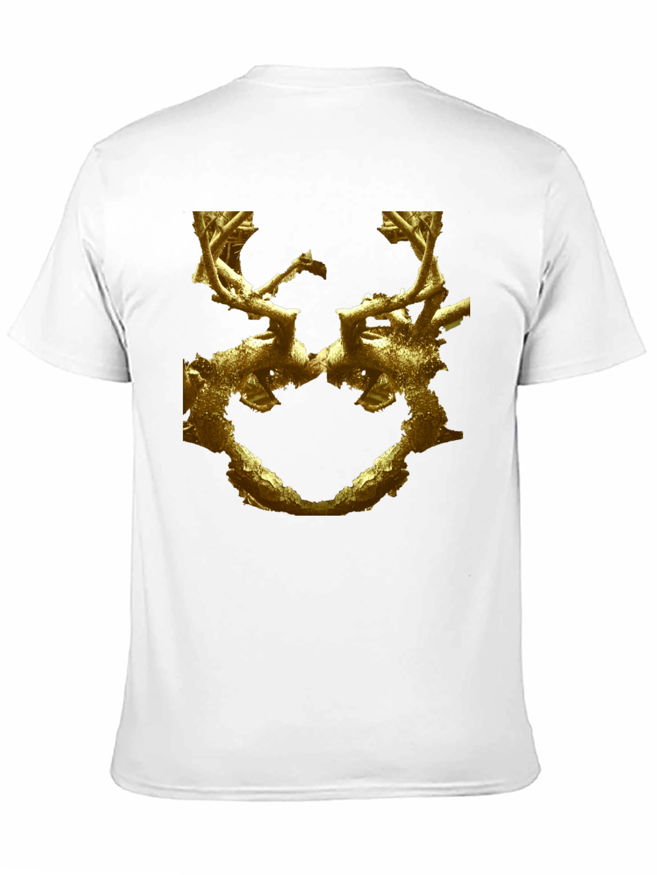 Abstract Gold Branch Design Black T-Shirt