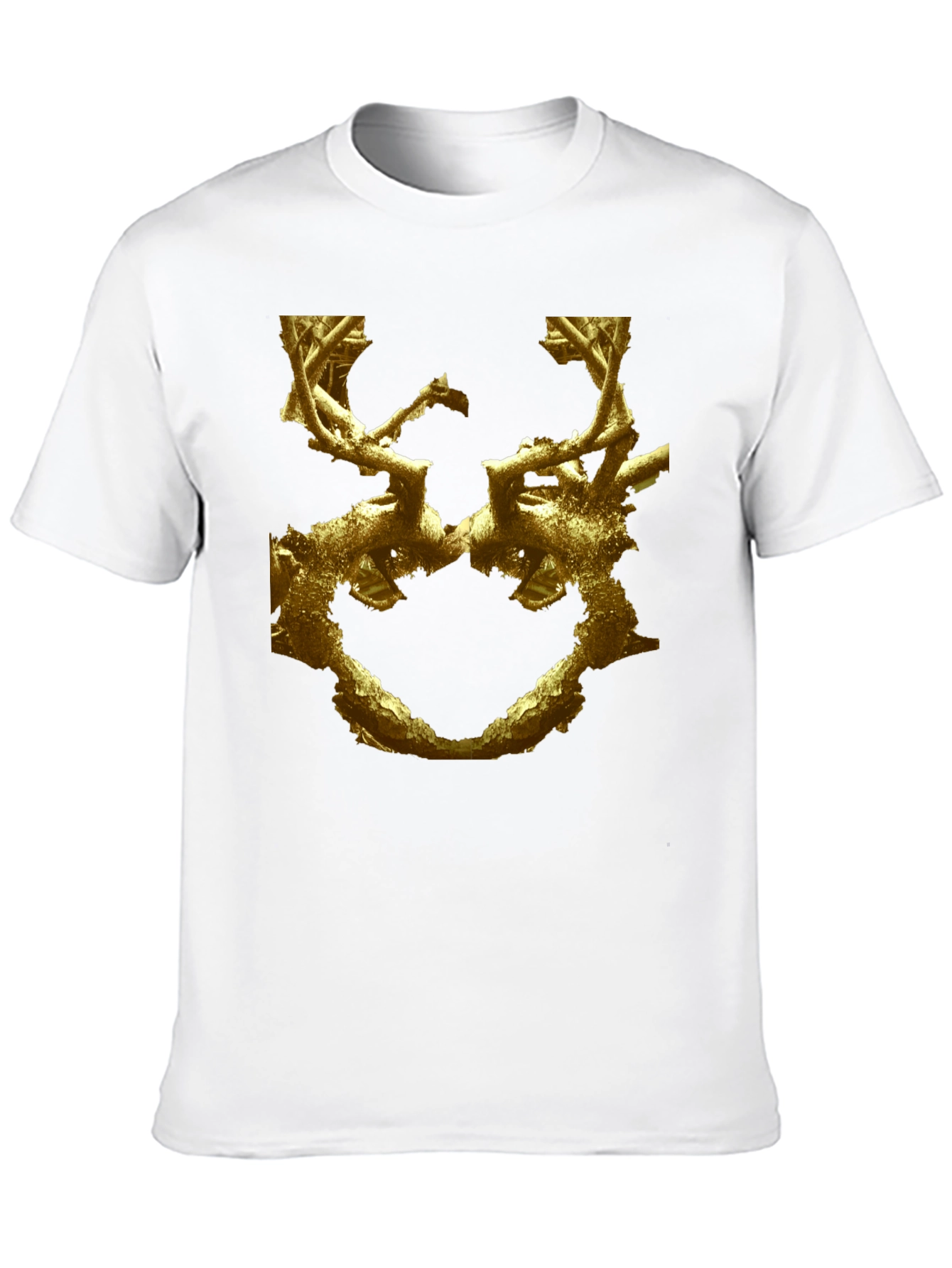 Abstract Gold Branch Design Black T-Shirt