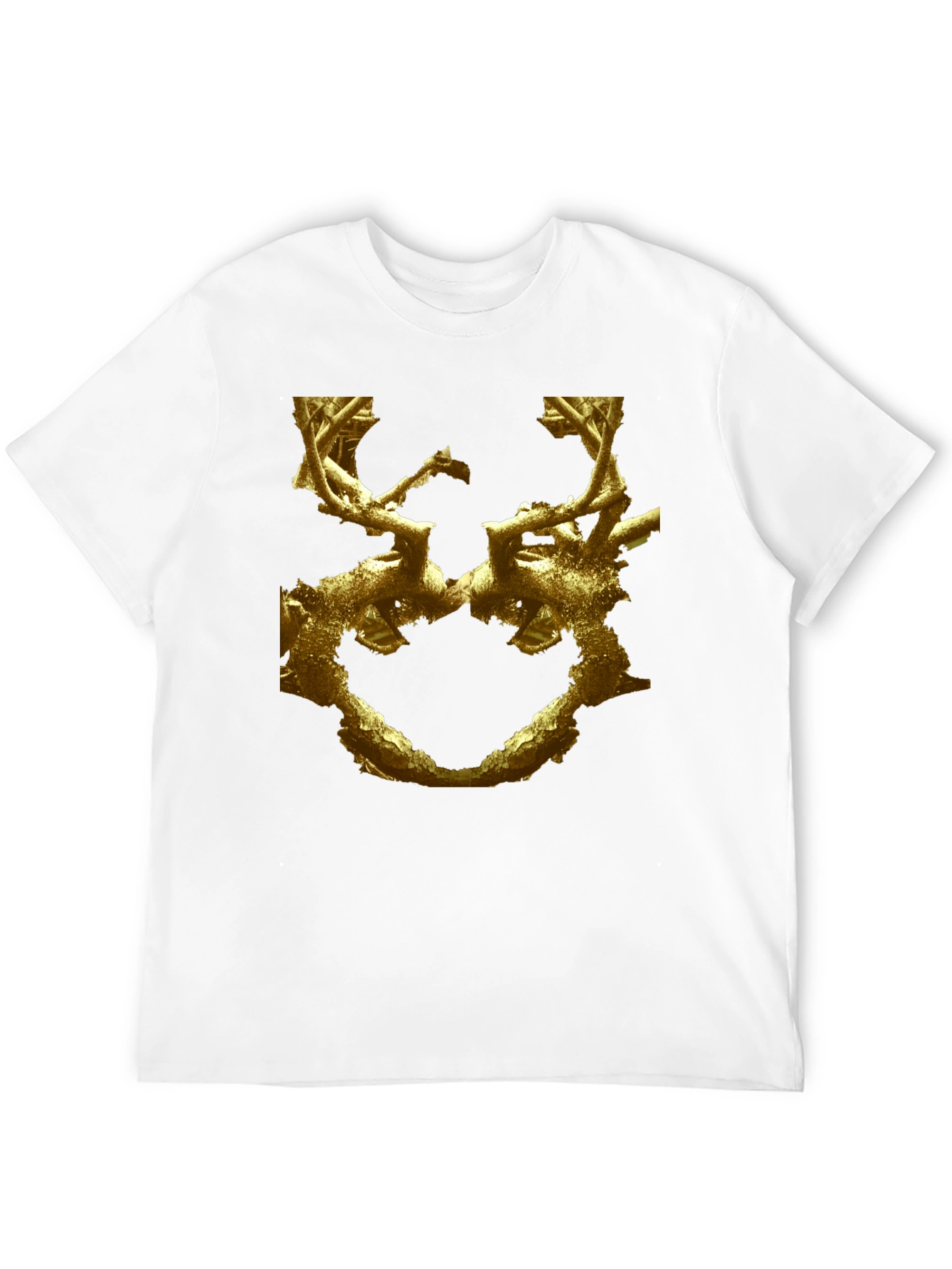 Abstract Gold Branch Design Black T-Shirt