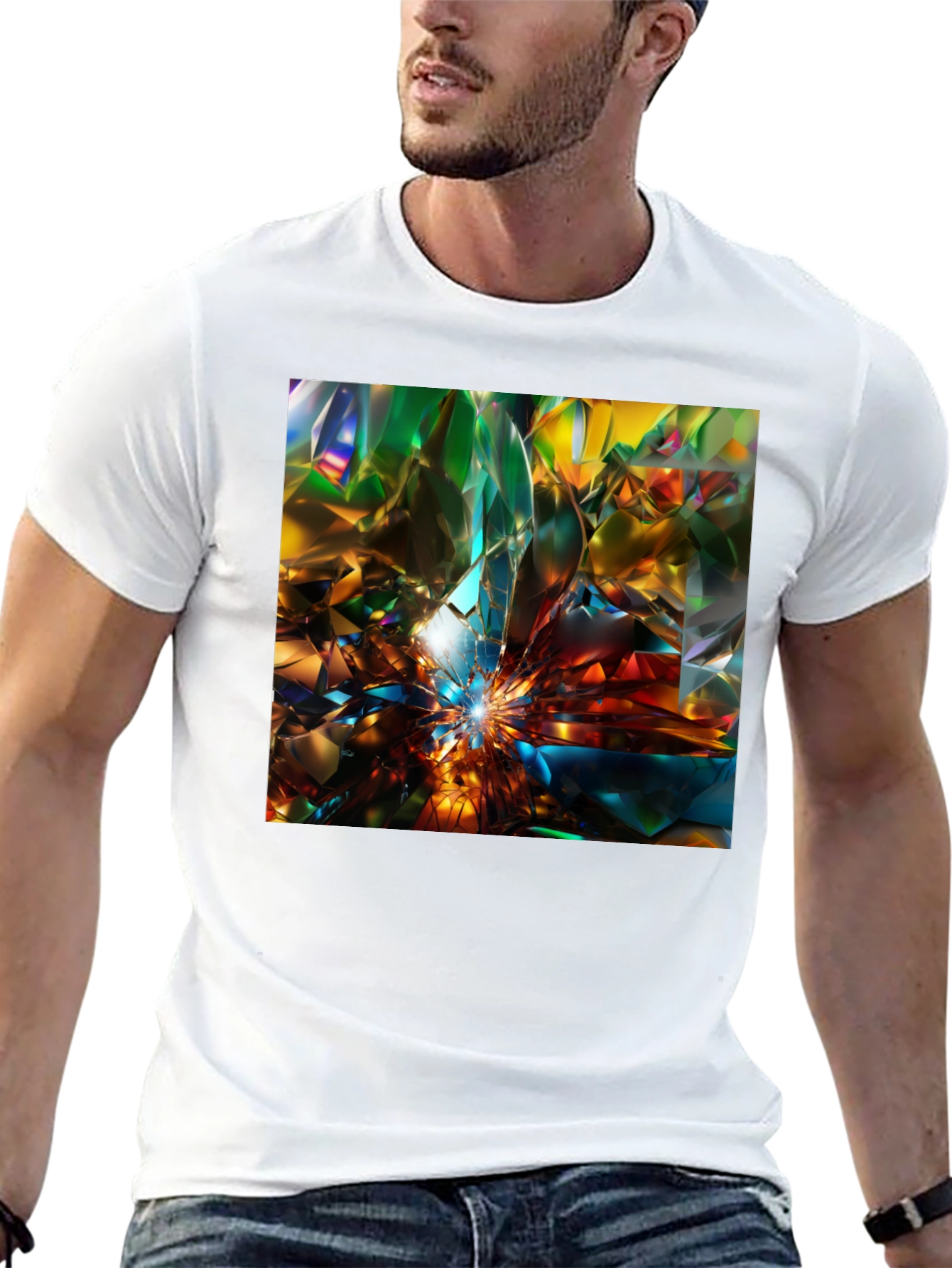 Abstract Crystal Prism Design Tee - Modern Art Shirt