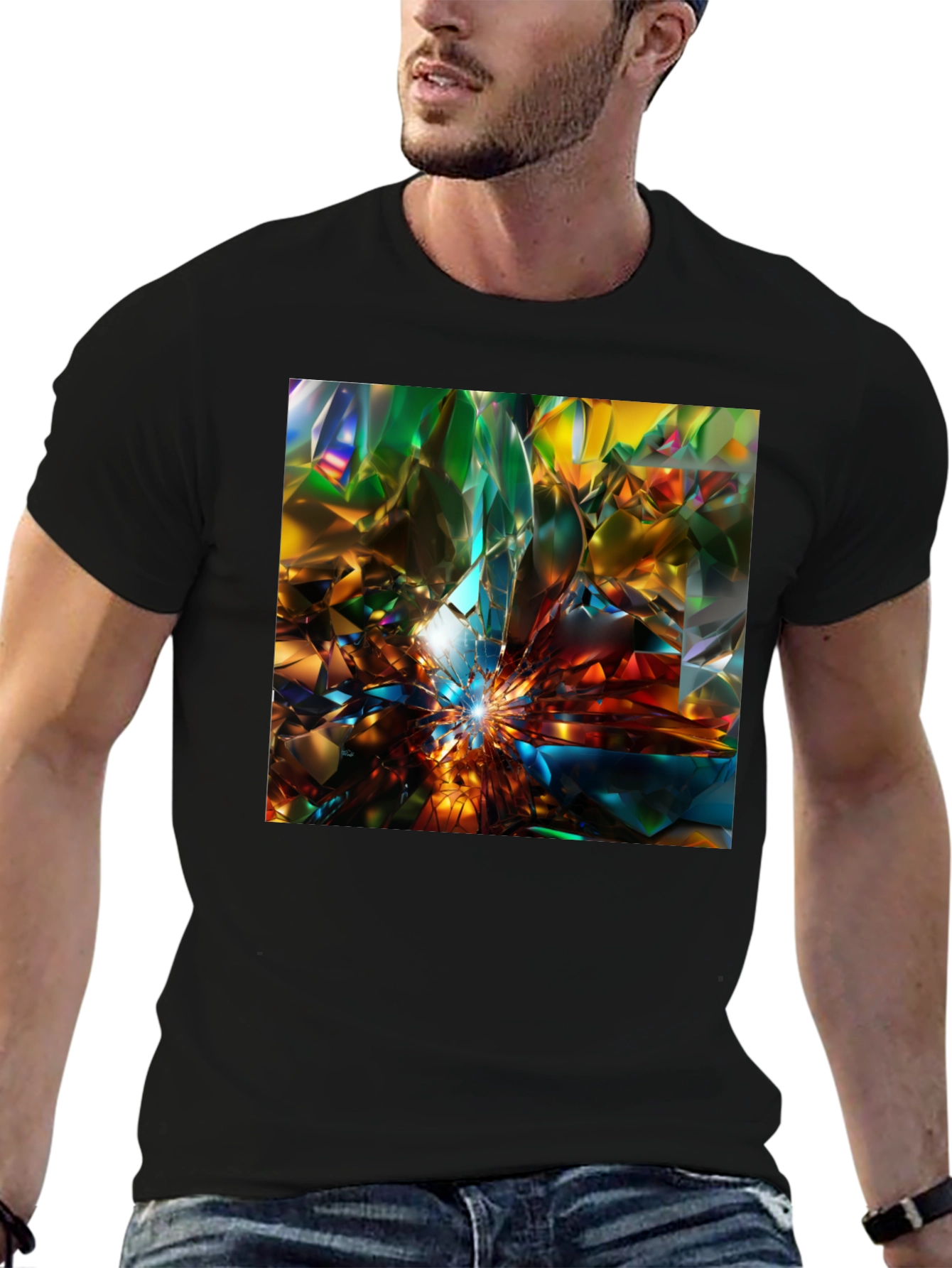 Abstract Crystal Prism Design Tee - Modern Art Shirt