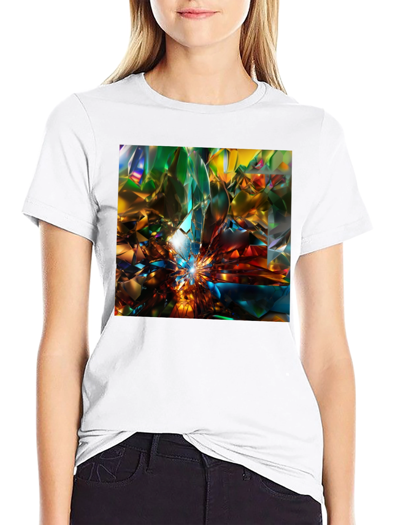 Abstract Crystal Prism Design Tee - Modern Art Shirt