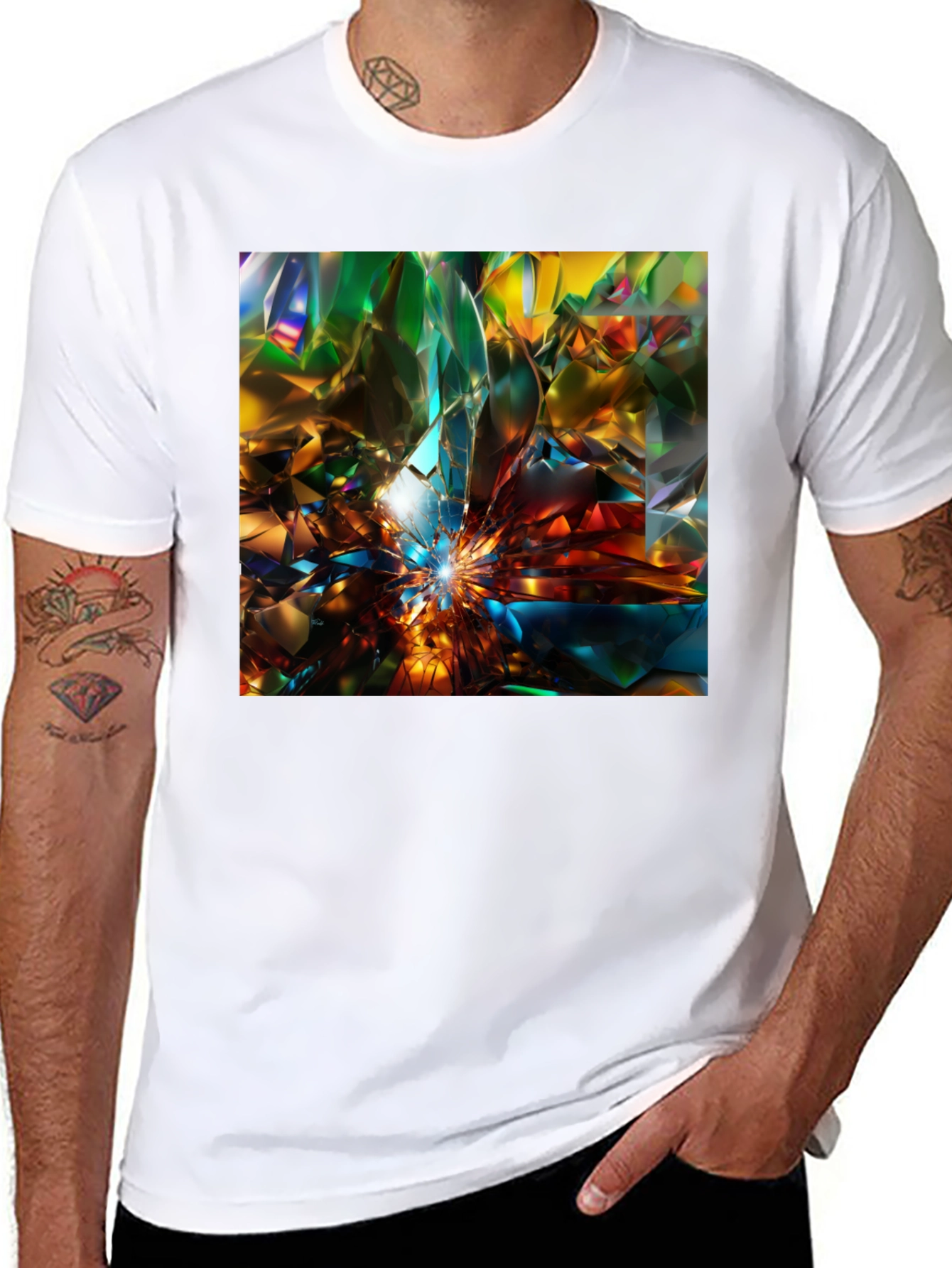 Abstract Crystal Prism Design Tee - Modern Art Shirt