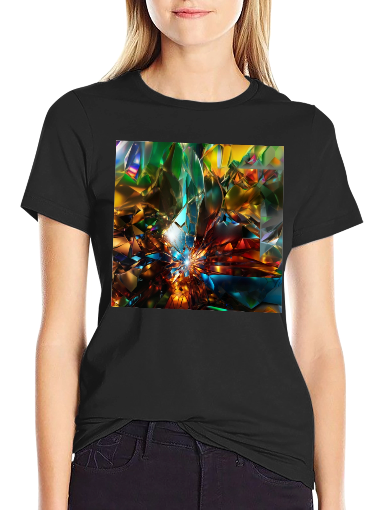 Abstract Crystal Prism Design Tee - Modern Art Shirt