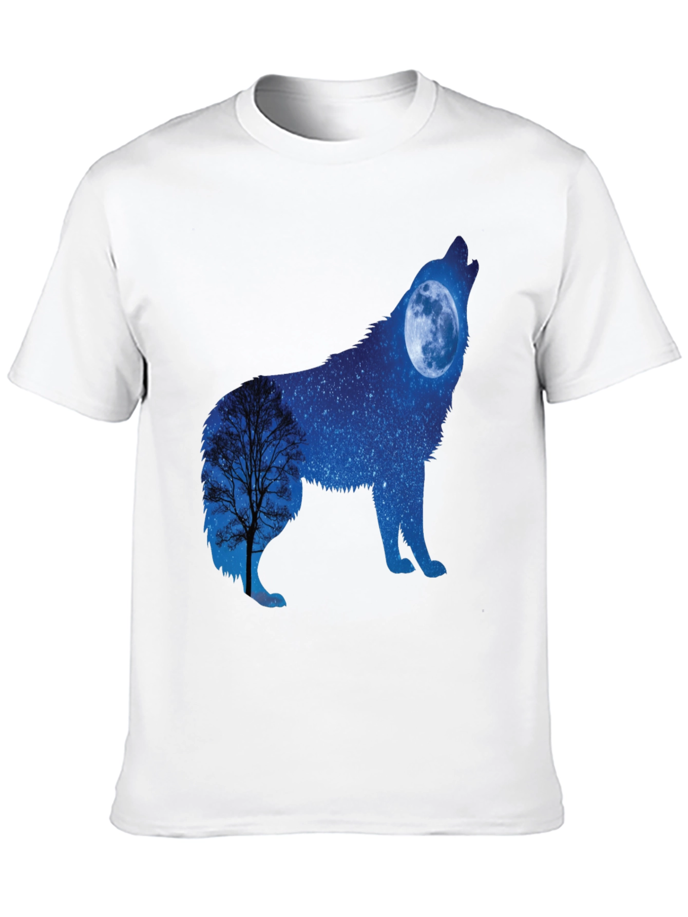 Wolf Moon Silhouette Graphic Tee - Night Sky Design