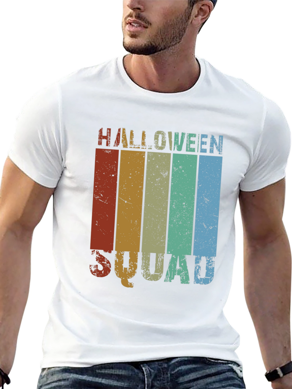 Halloween Squad Retro Stripe T-Shirt