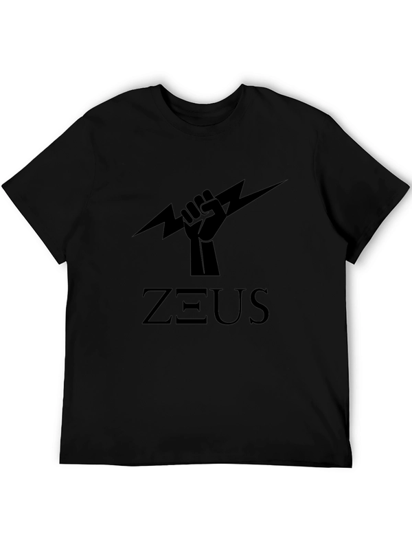 Zeus Power Black T-Shirt - Lightning Bolt Graphic