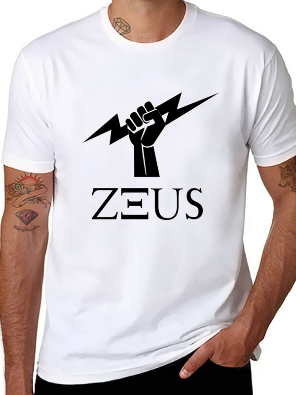 Zeus Power Black T-Shirt - Lightning Bolt Graphic