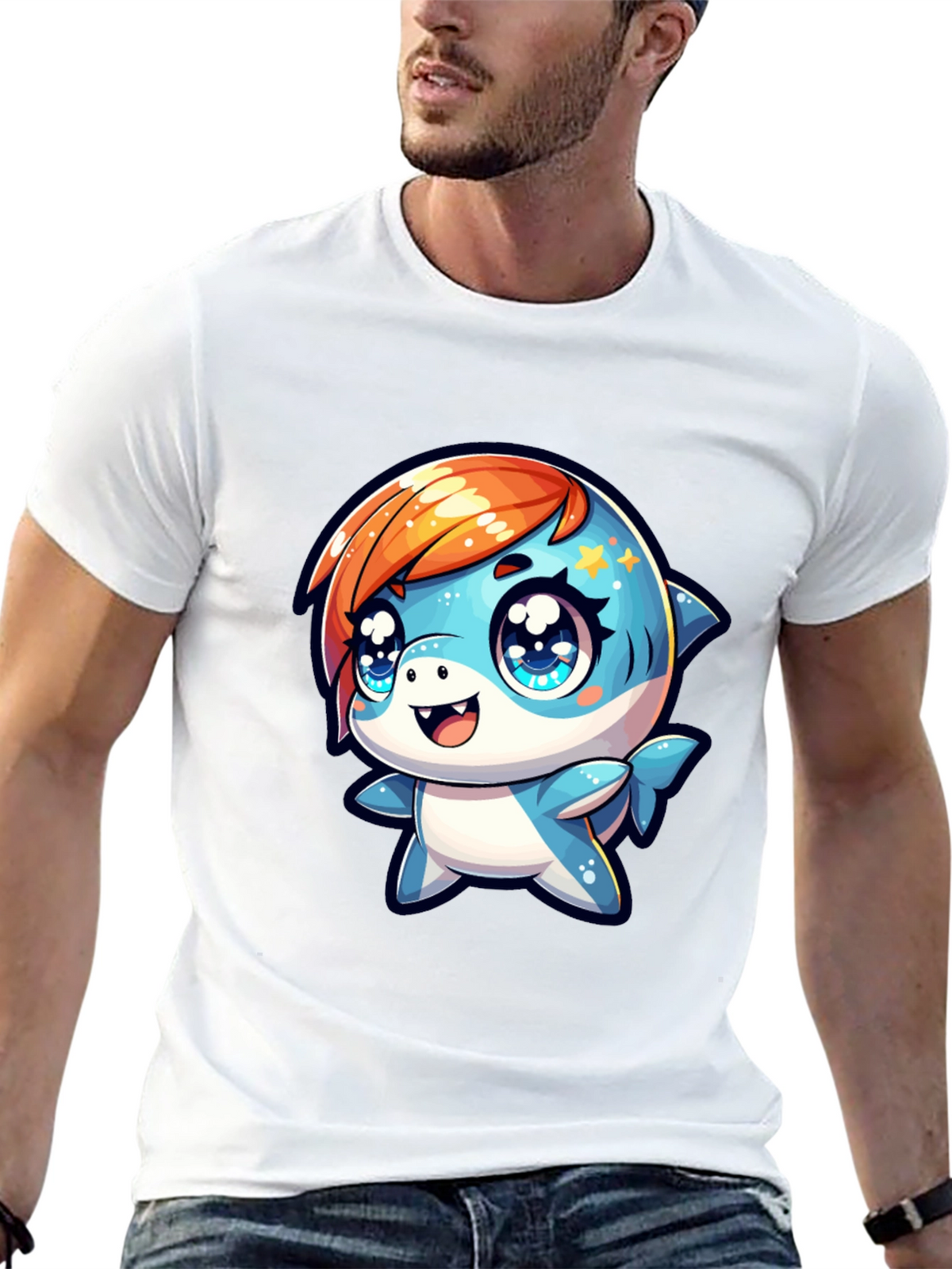 Cute Cartoon Shark Graphic T-Shirt