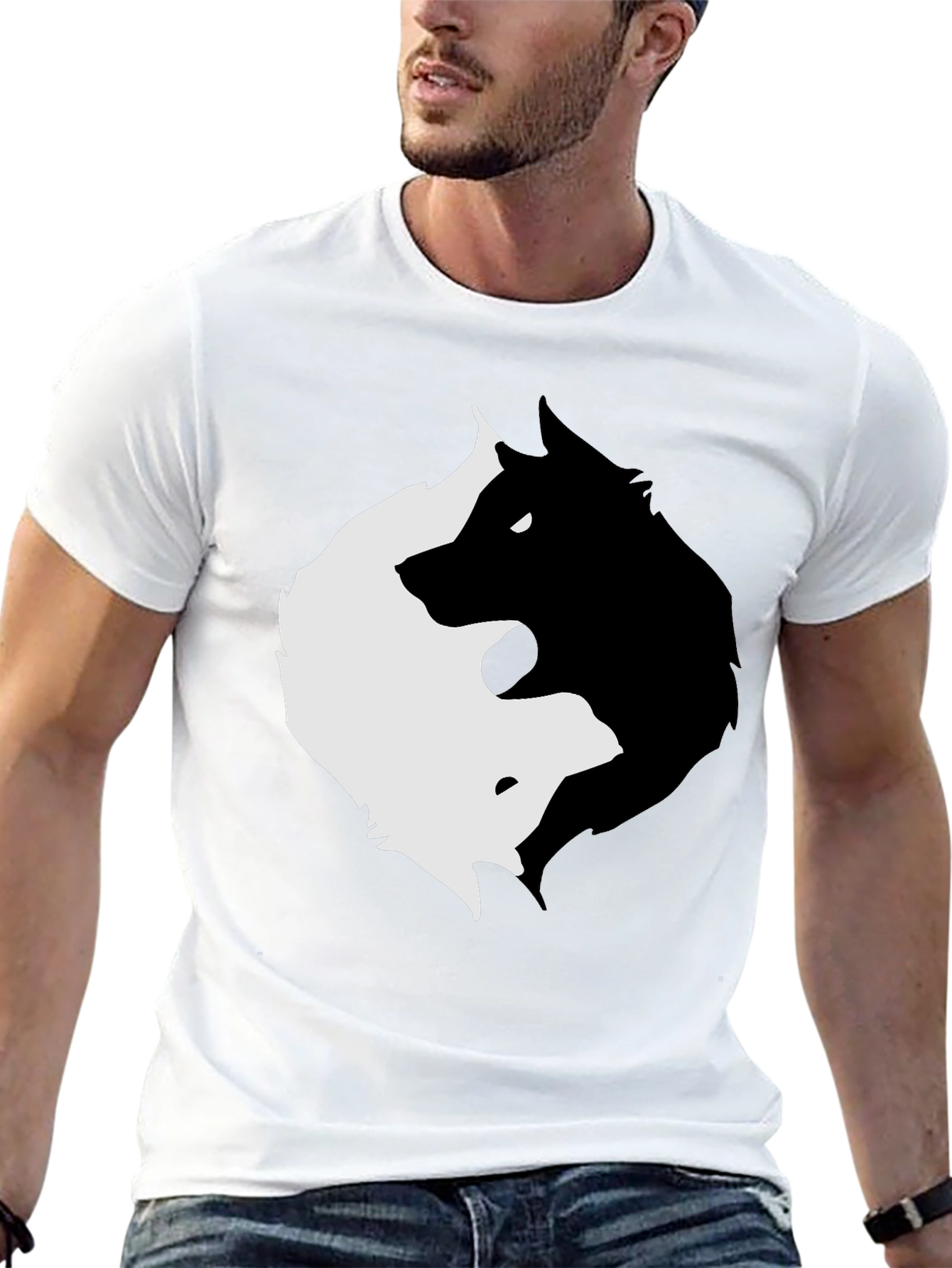 Yin Yang Wolves Graphic Tee - Black