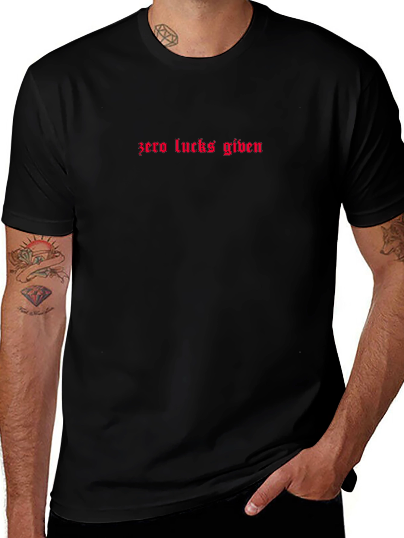 Zero Lucks Given Black Graphic Tee