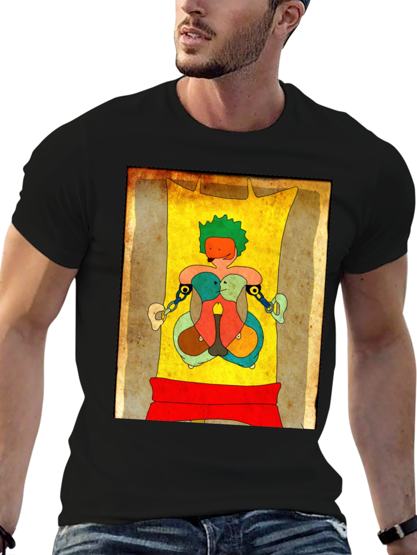 Abstract Art Graphic Tee - Unique Design Black T-Shirt