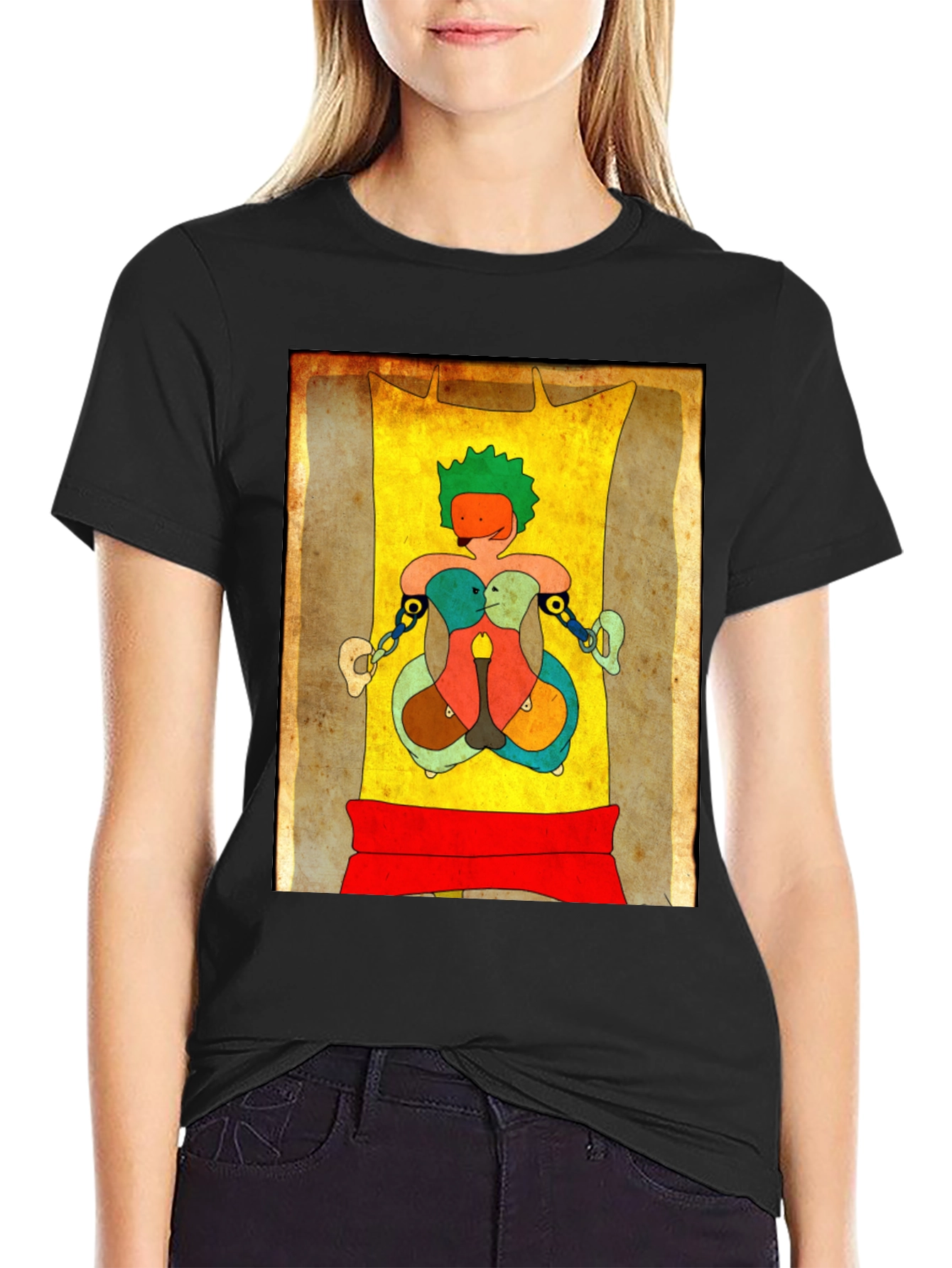 Abstract Art Graphic Tee - Unique Design Black T-Shirt