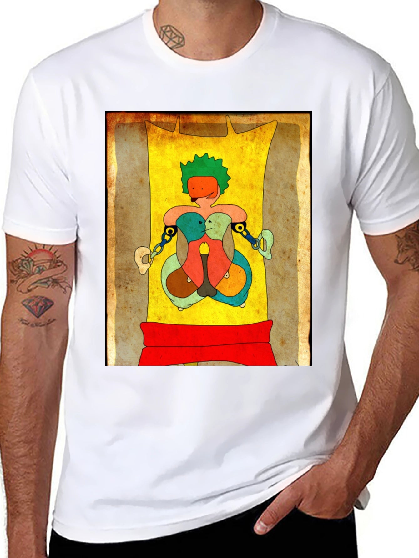 Abstract Art Graphic Tee - Unique Design Black T-Shirt