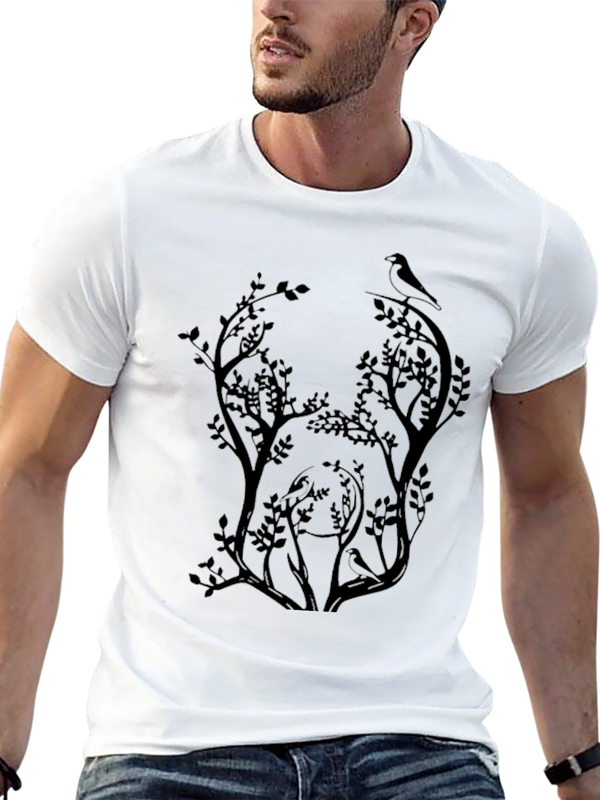 Nature Silhouette Graphic Tee - Black