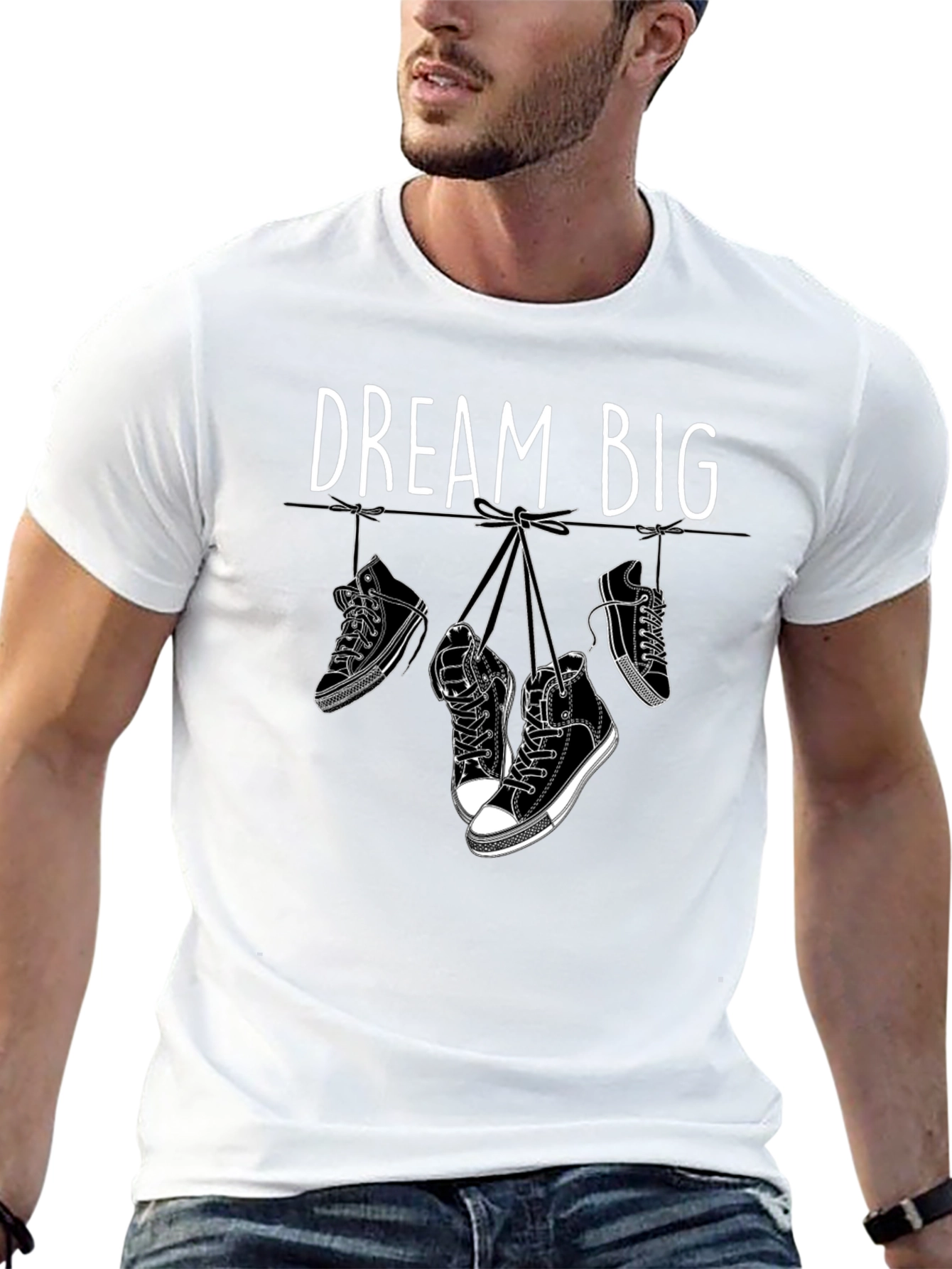 Dream Big Graphic Tee - Hanging Sneakers
