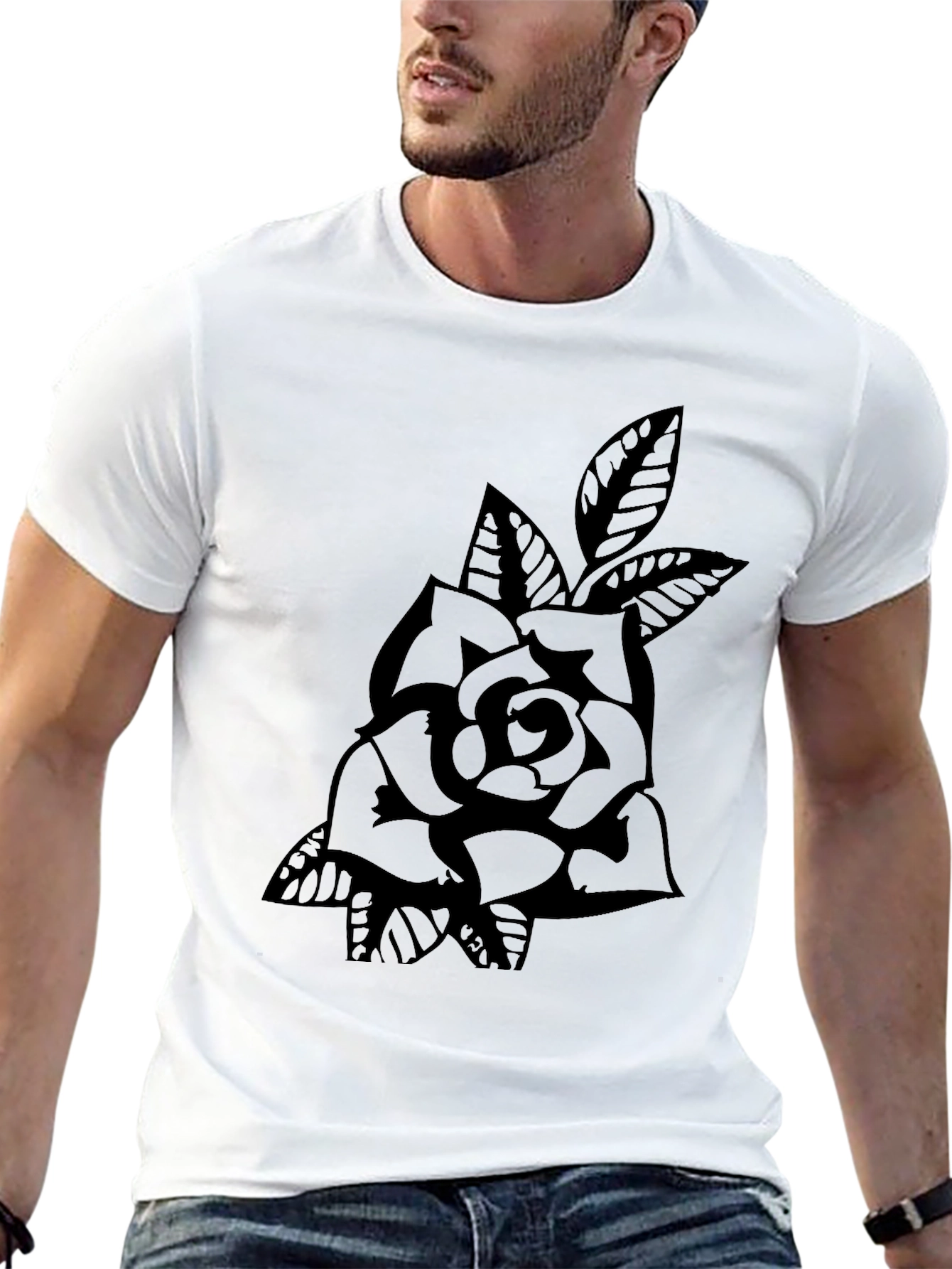 Rose Graphic Black T-Shirt - Classic Tattoo Style