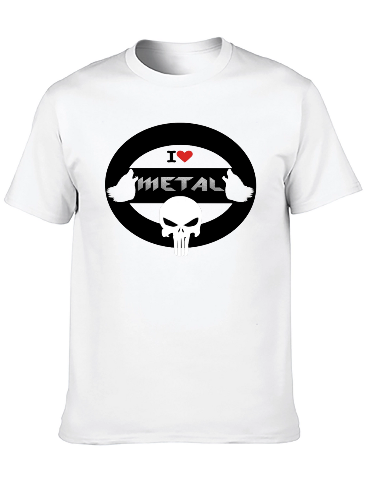 I Heart Metal Punisher Skull Black T-Shirt