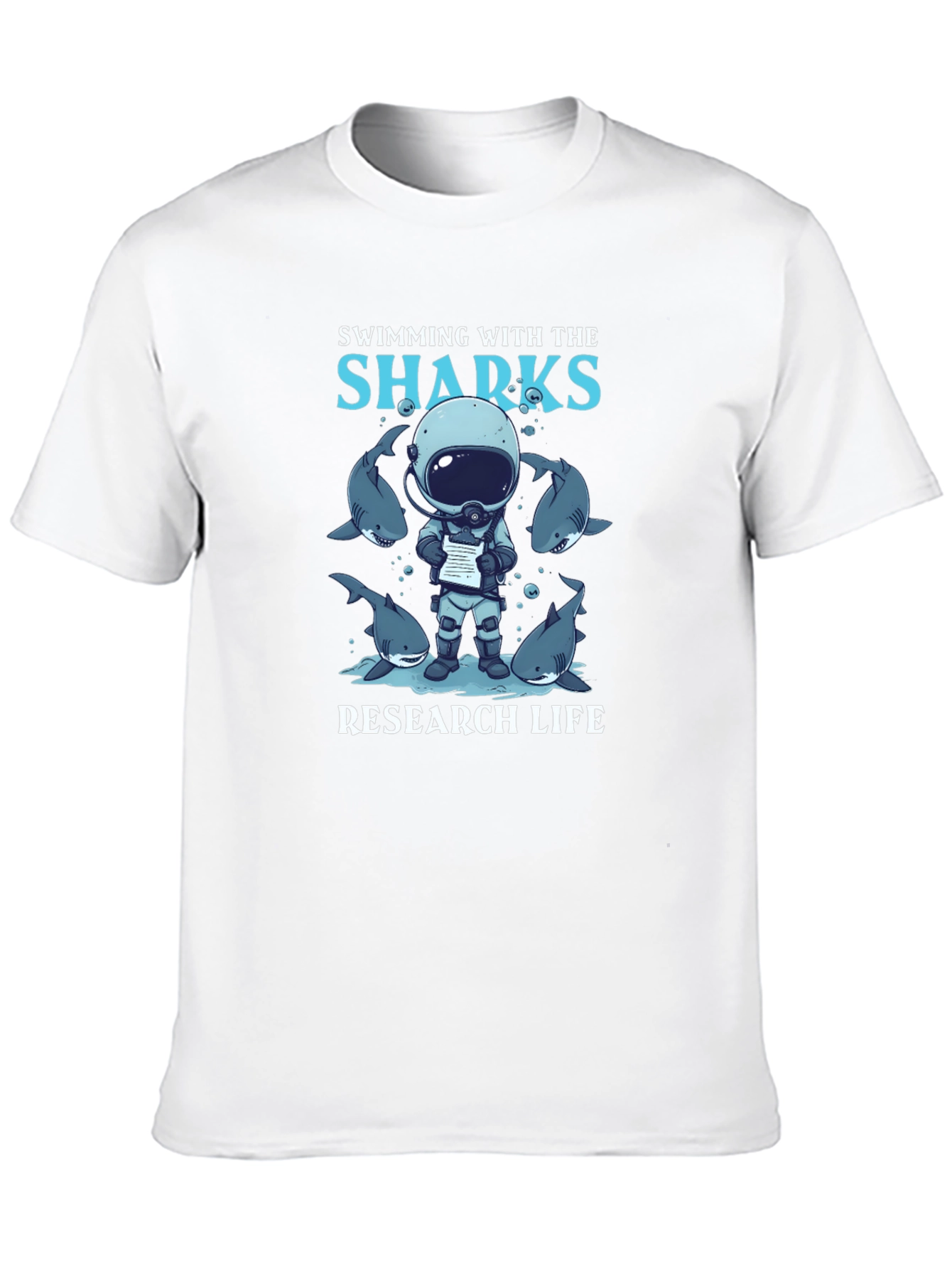 Swimming with Sharks Research Life Black T-Shirt