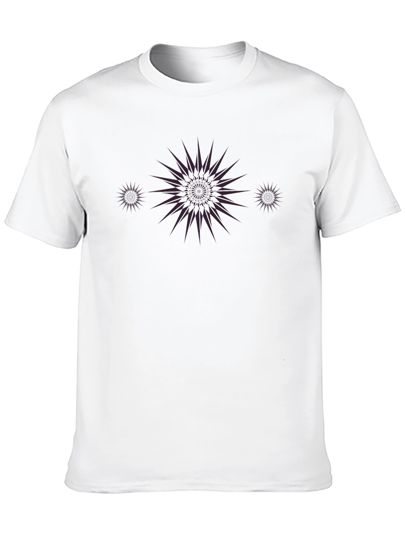 Stylish Black Tee with Purple Starburst Design