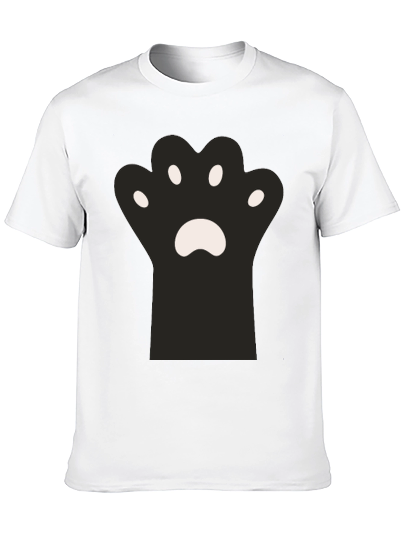 Cute Cat Paw Print Black T-Shirt