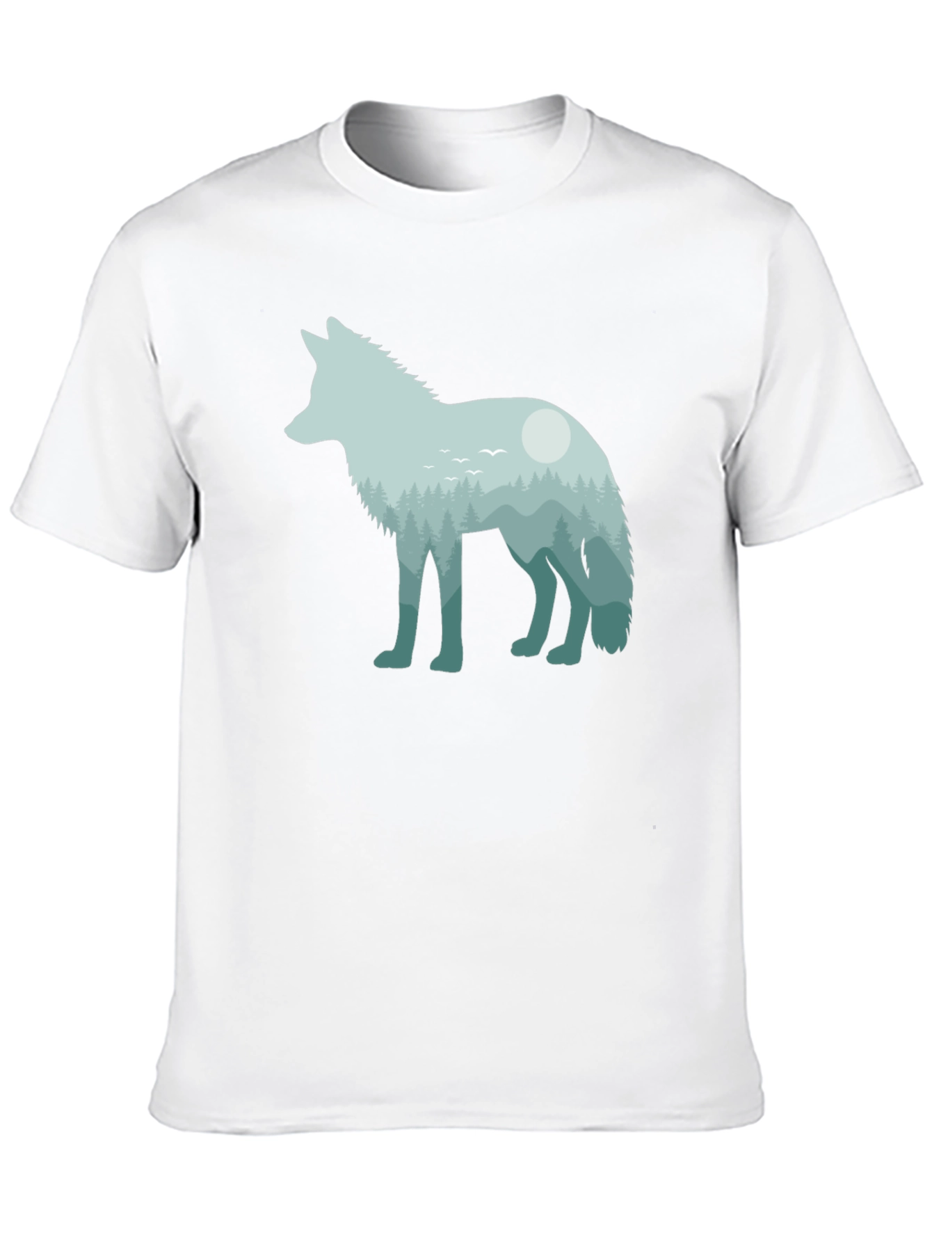 Wolf Nature Scene Graphic Tee - Unisex Black T-Shirt