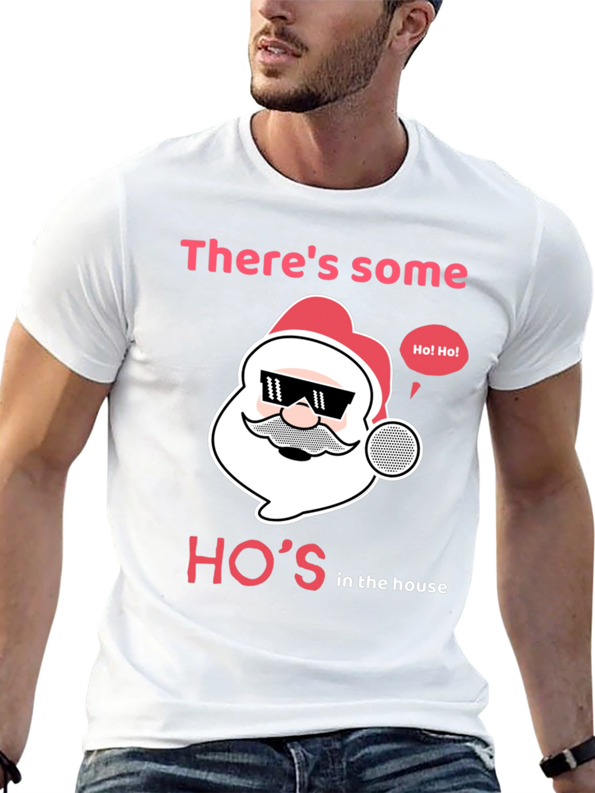Funny Christmas Santa Hos in the House T-Shirt