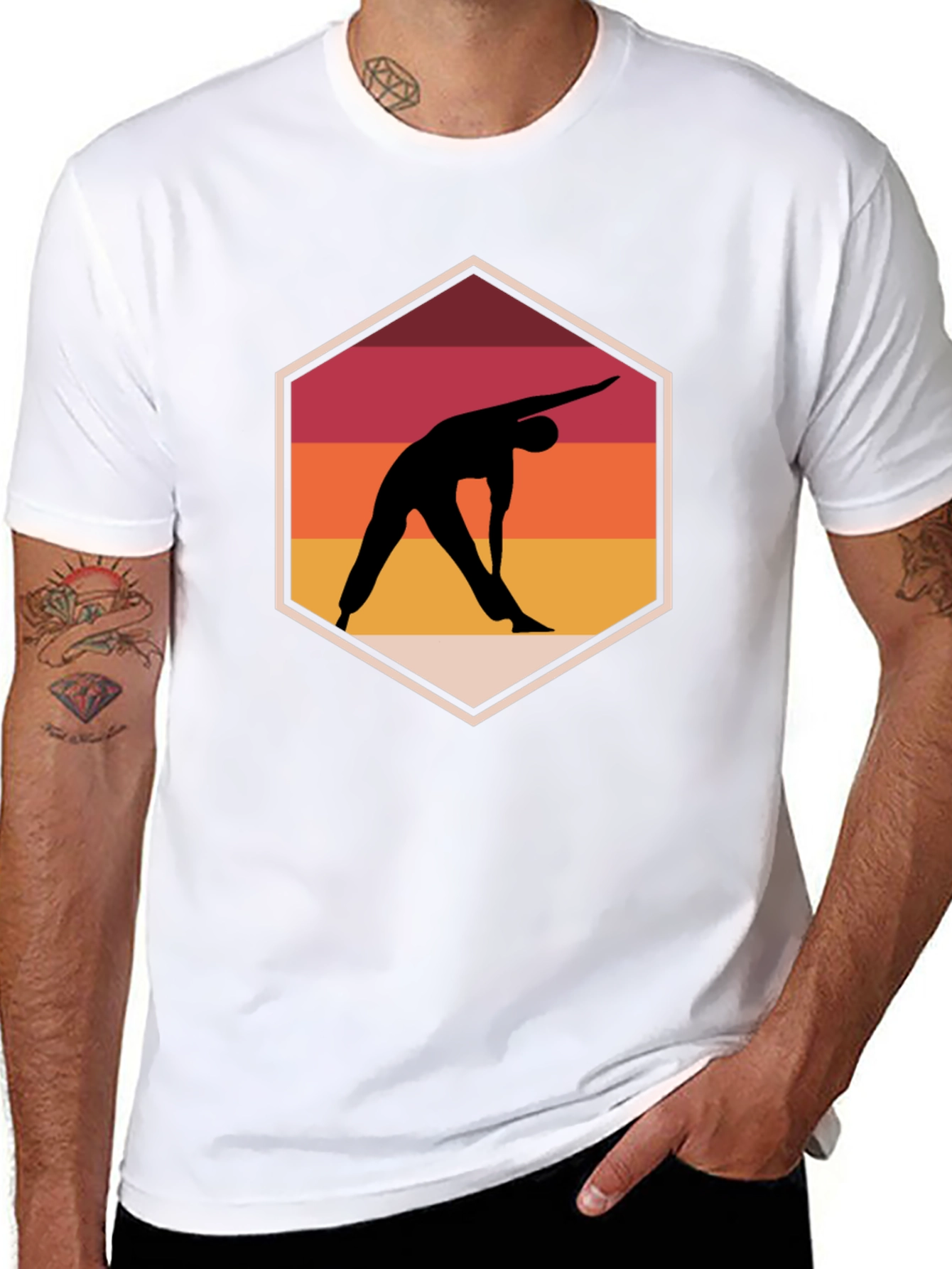 Yoga Pose Graphic Tee - Relaxed Fit Black