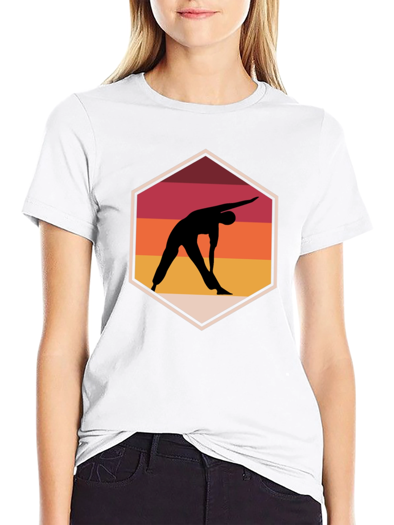 Yoga Pose Graphic Tee - Relaxed Fit Black