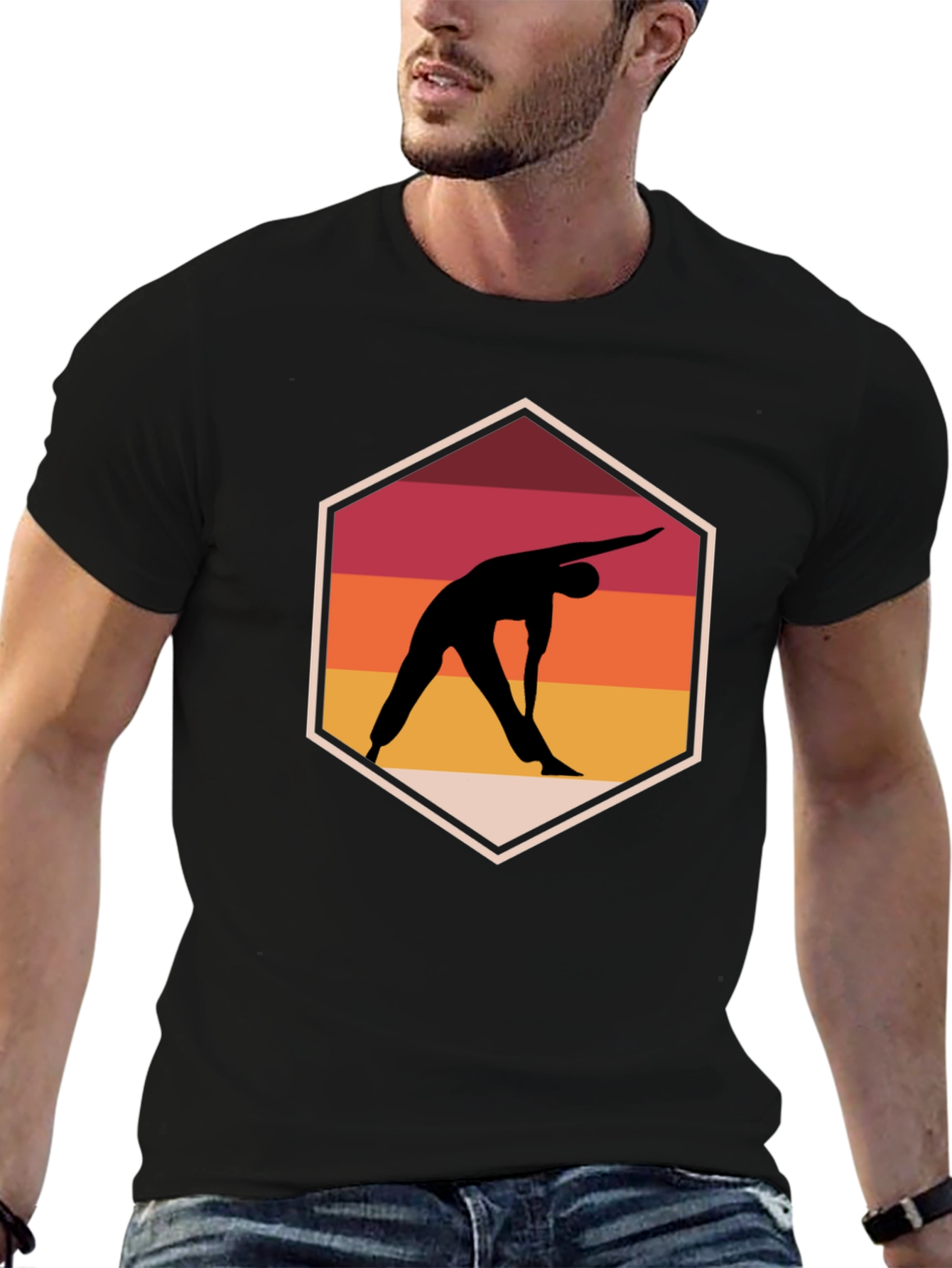 Yoga Pose Graphic Tee - Relaxed Fit Black