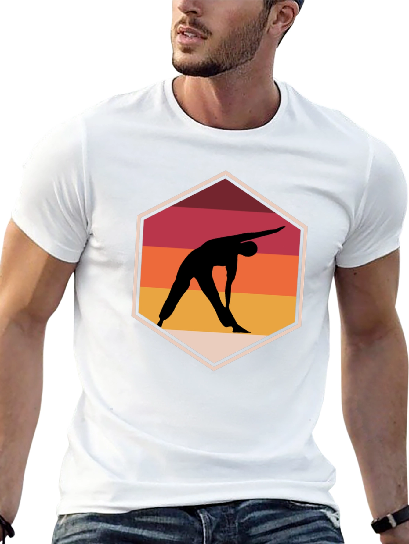 Yoga Pose Graphic Tee - Relaxed Fit Black