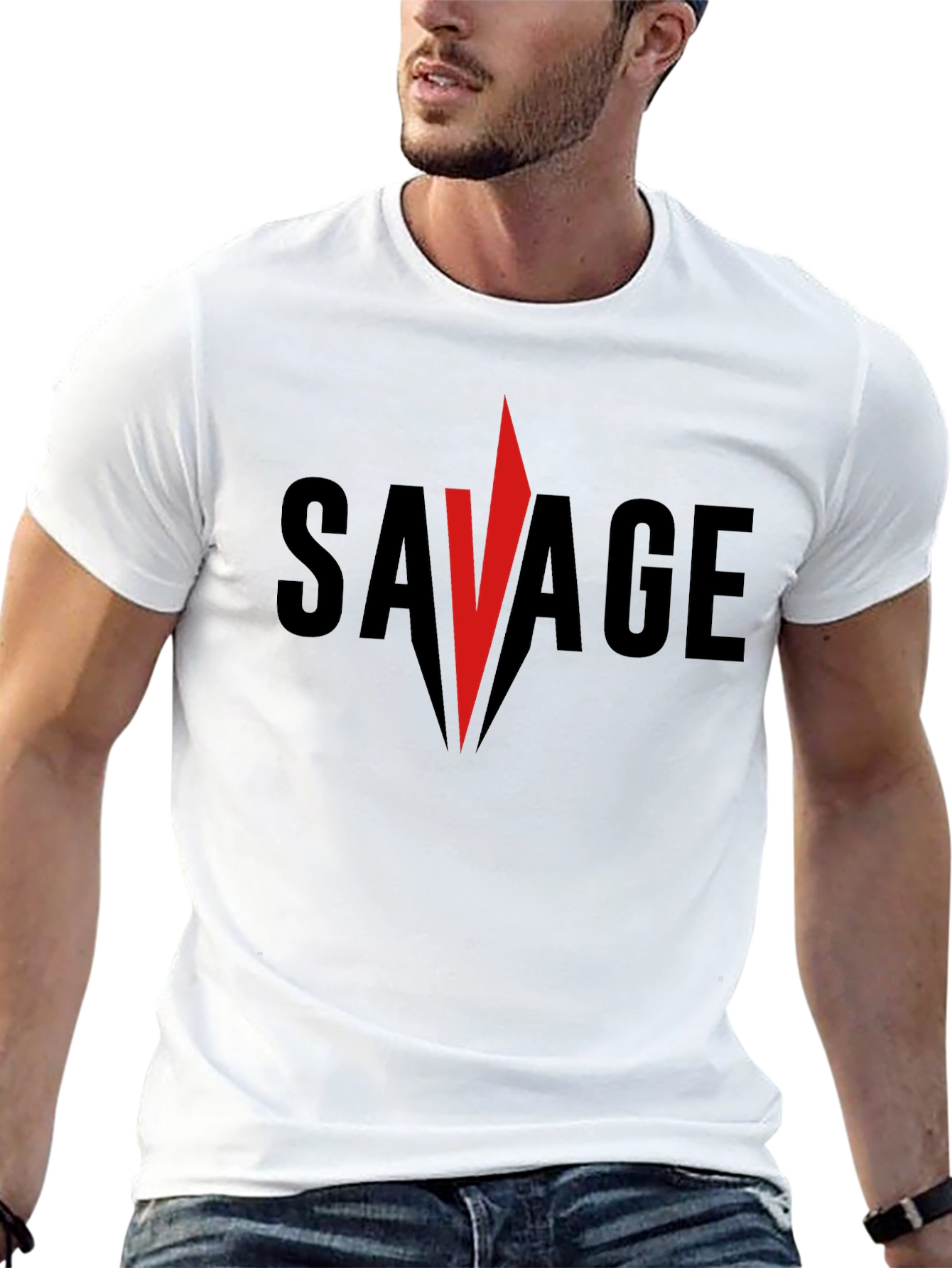 Savage Graphic Tee - Bold Red Accent