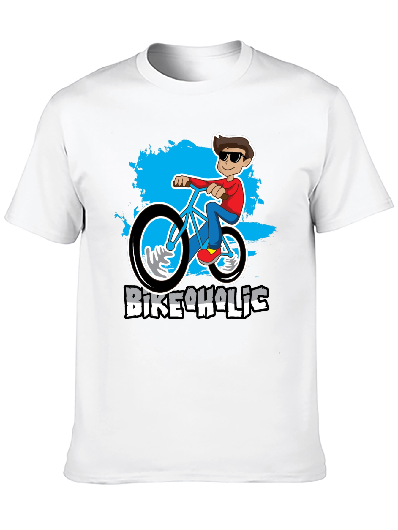 Bikeaholic T-Shirt: Cartoon Biker Design