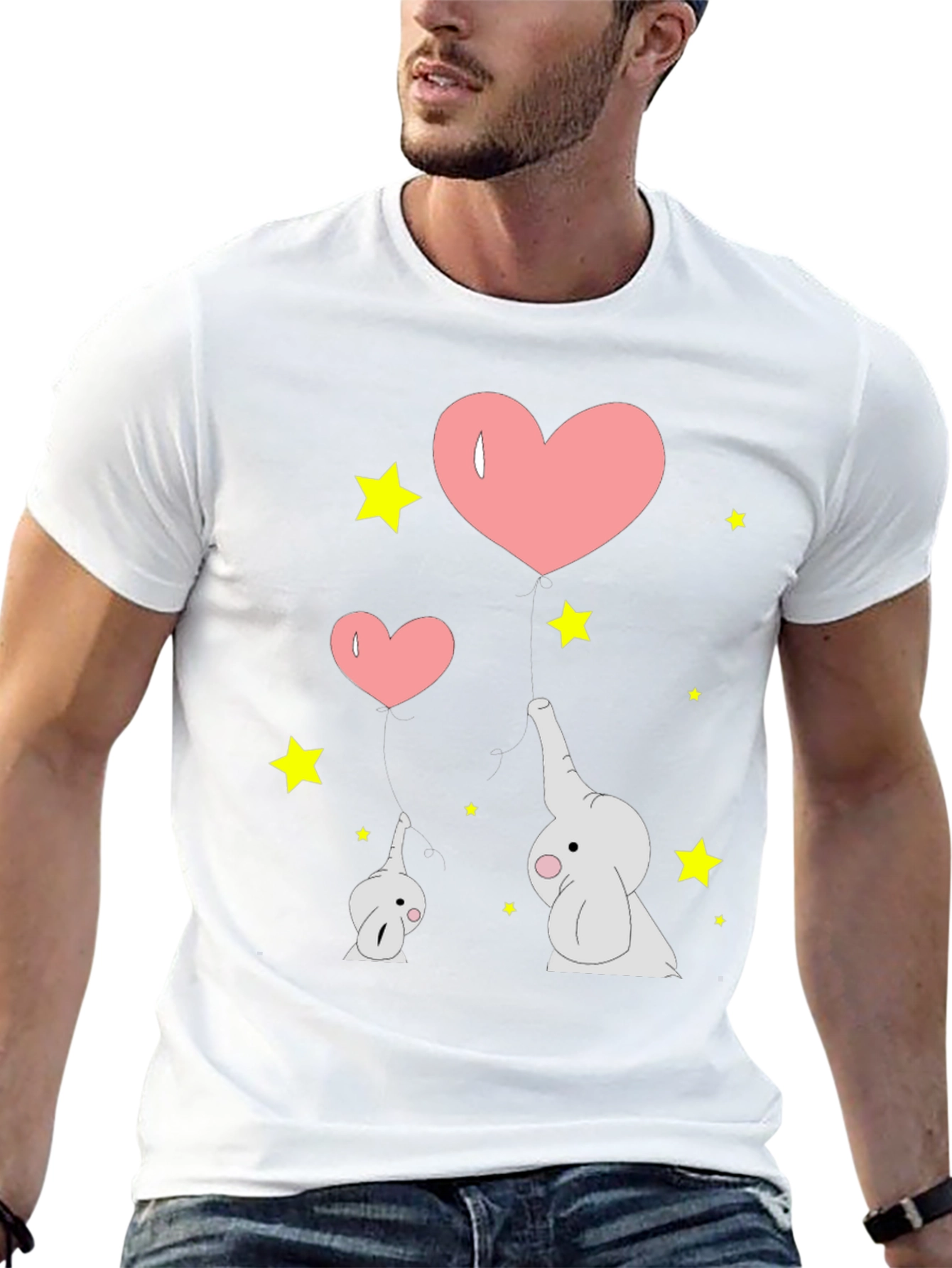 Elephant Love Graphic Tee - Black Cotton T-Shirt