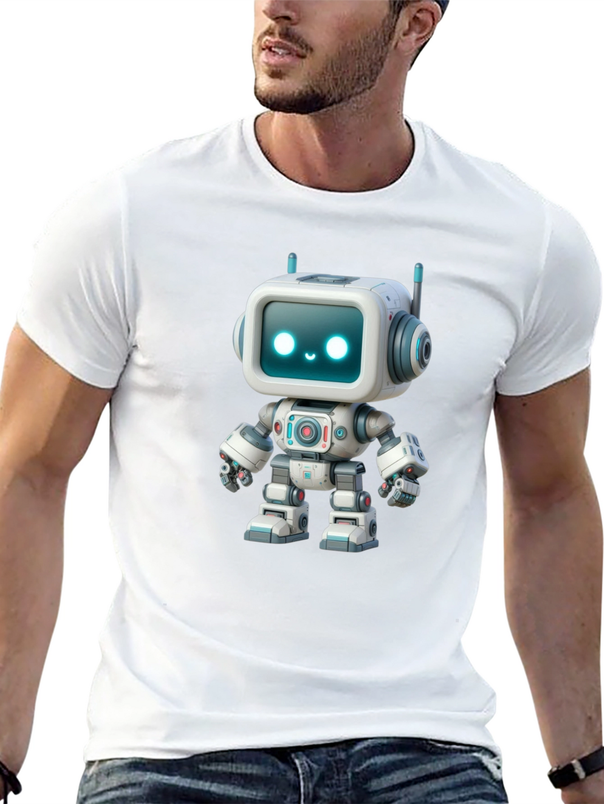 Robot Graphic T-Shirt - Fun Trendy Design